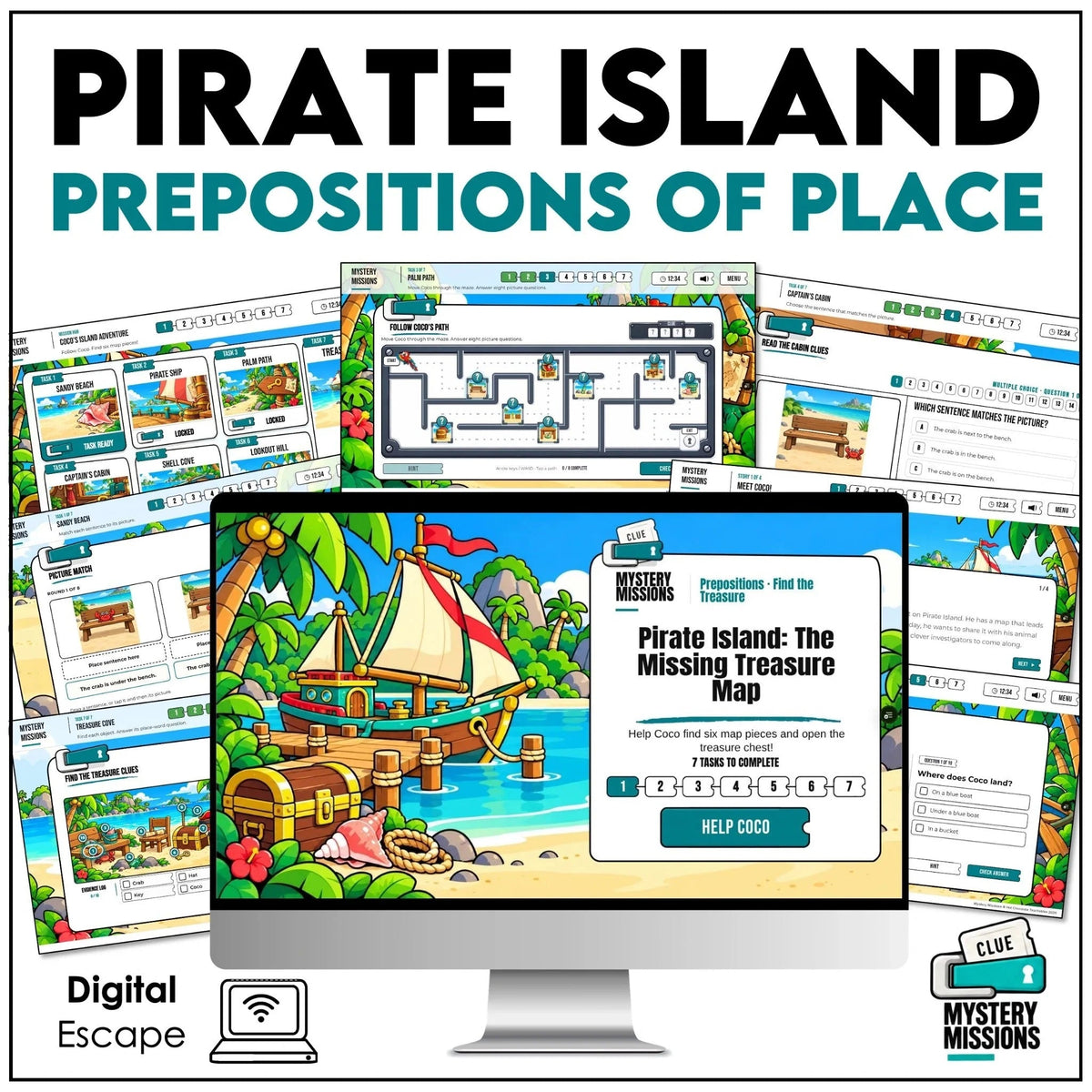 Prepositions of Place Game: A Teacher’s Guide to Pirate Island - Hot Chocolate Teachables