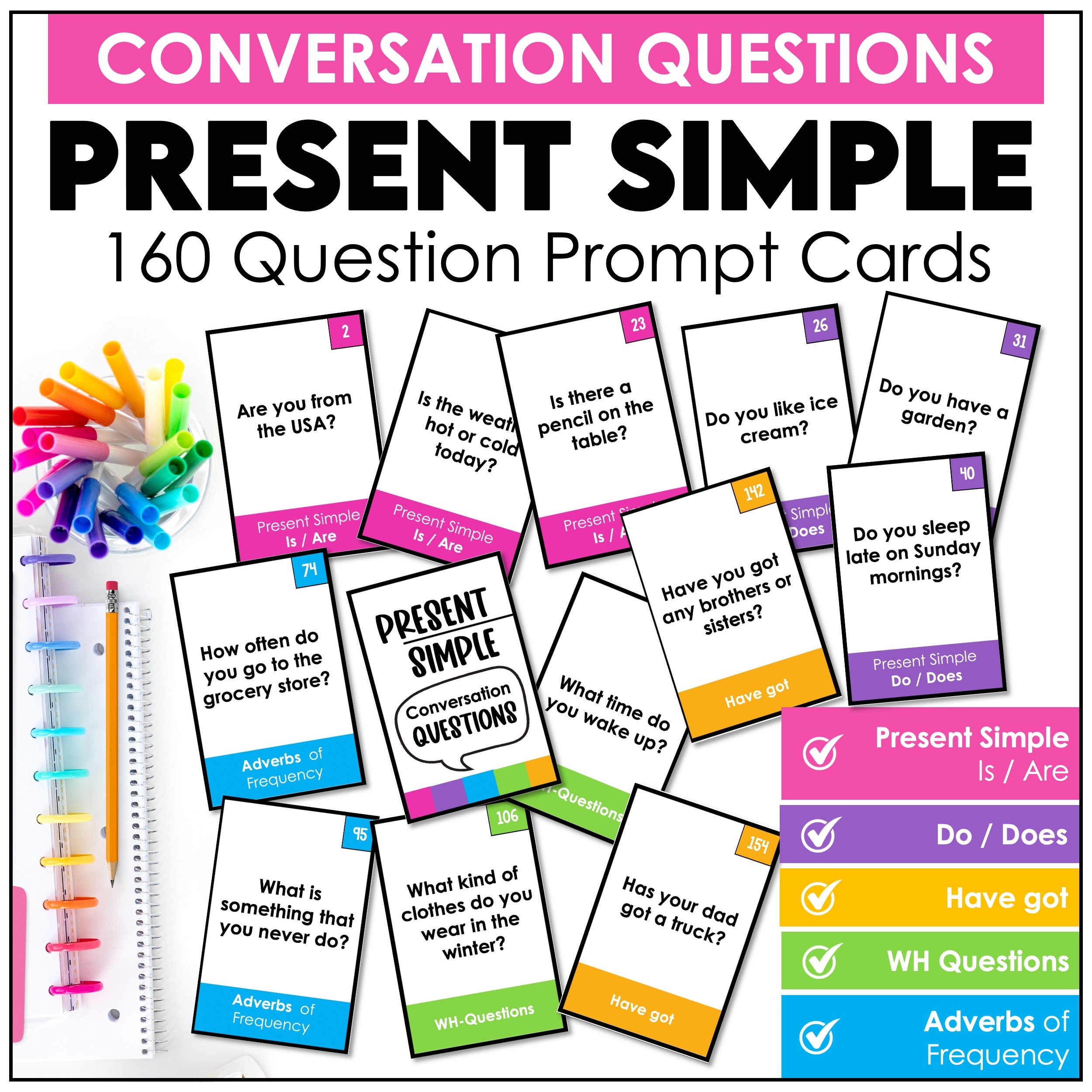 Conversation Card Bundle: Over 700 questions for speaking practice