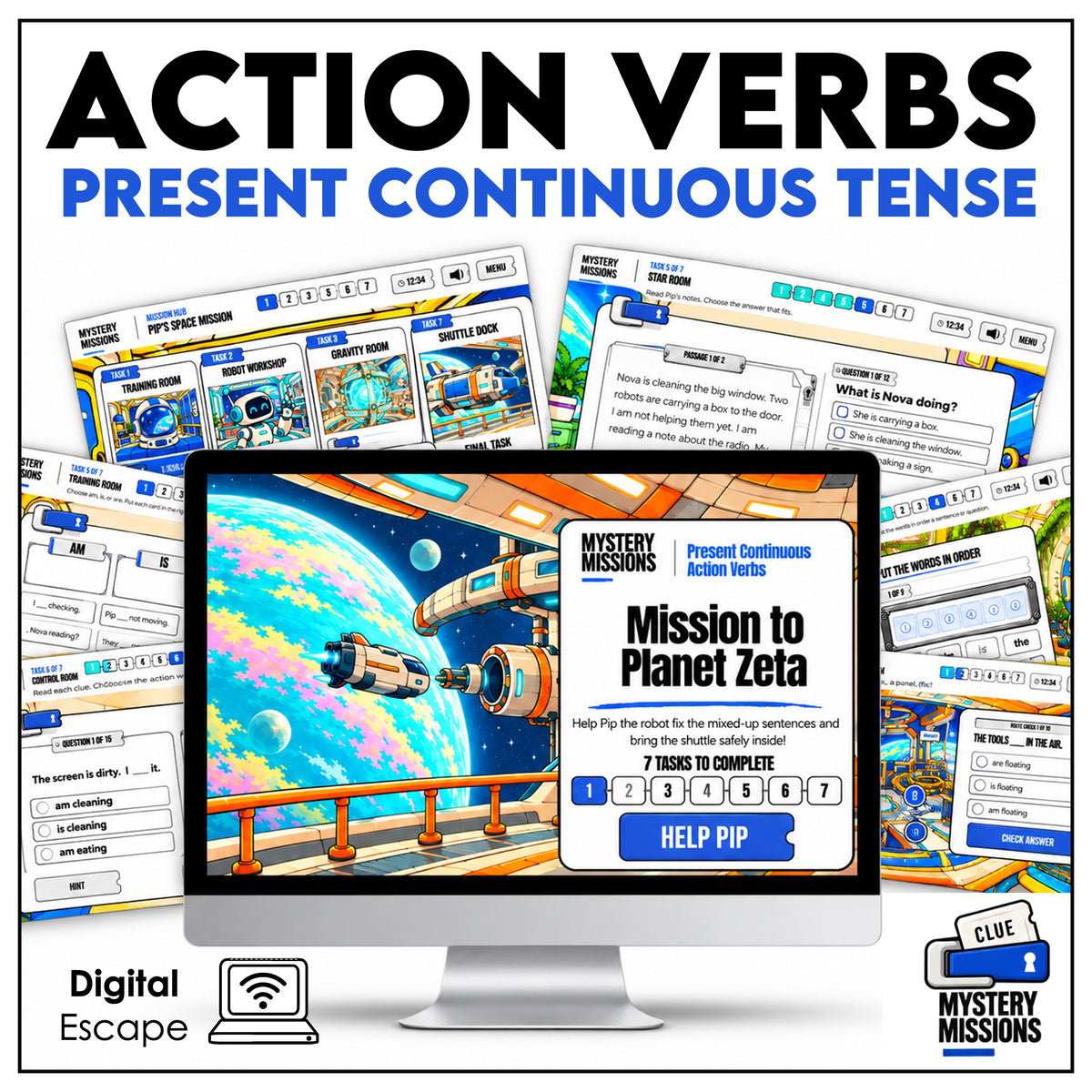 Present Continuous Digital Escape Room – Planet Zeta