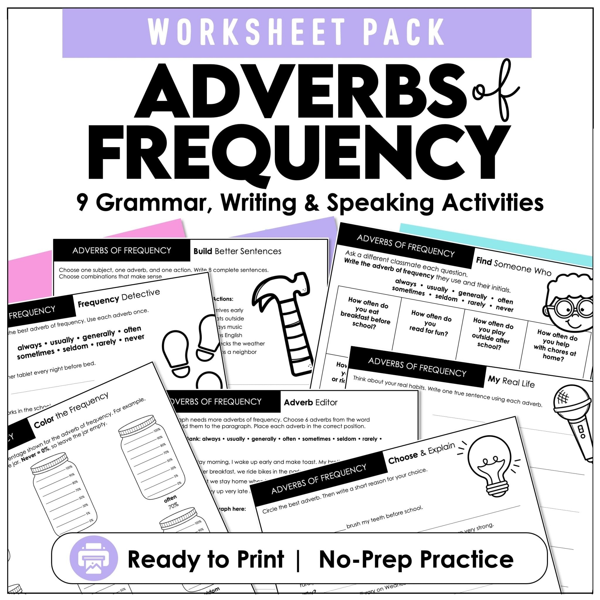 Adverbs of Frequency Worksheets – ESL “How Often?” Practice - Hot Chocolate Teachables