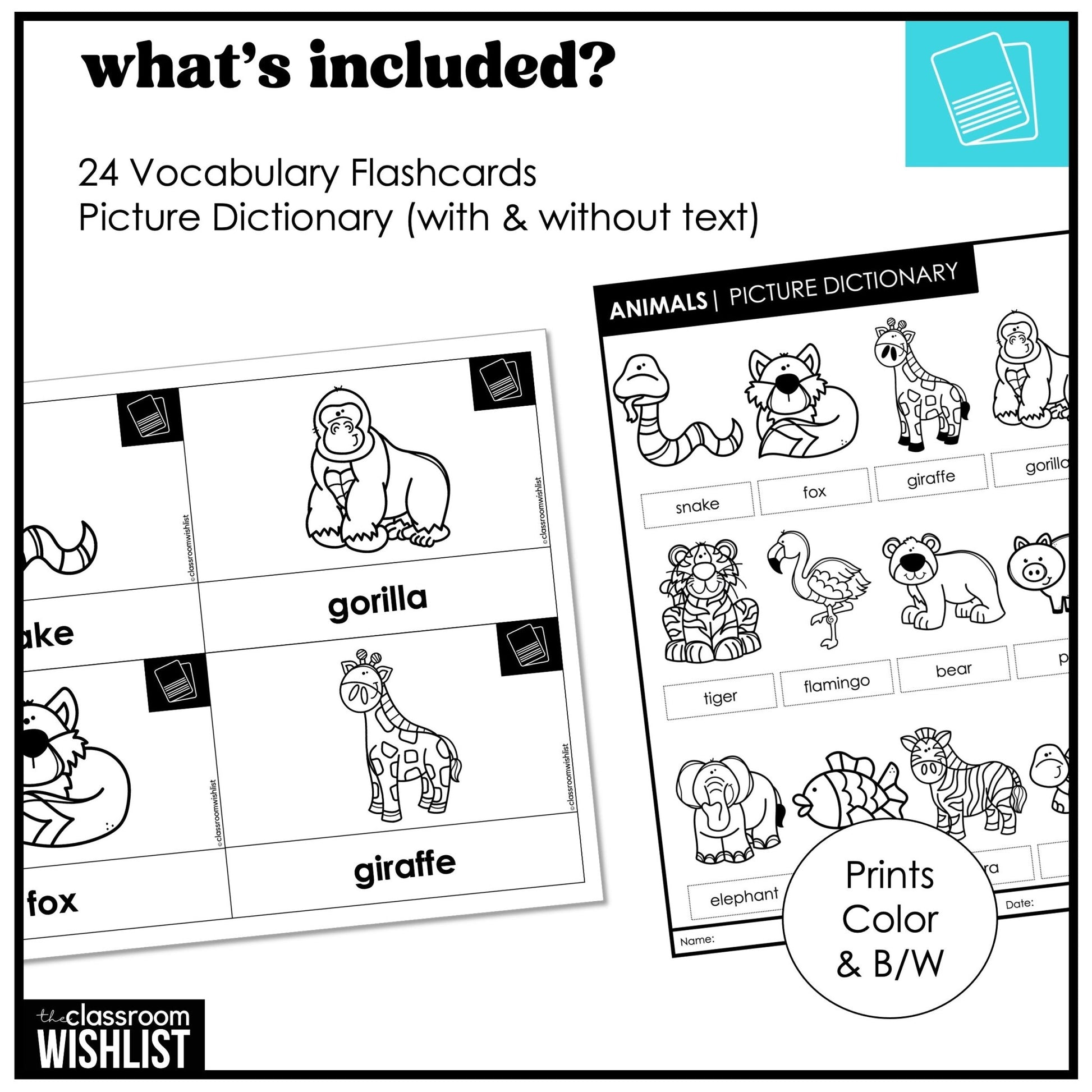 Animals Flashcard Bundle | Zoo, Farm & Pets | Flash Cards & Picture Dictionary - Hot Chocolate Teachables