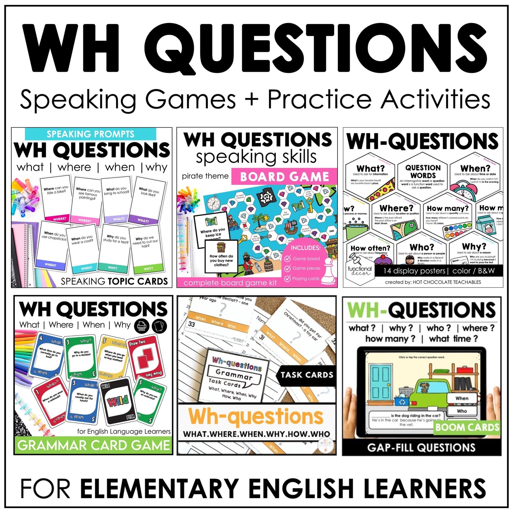 Answering WH Questions – Who, What, When, Where, Why Activities (Print & Digital, ESL) - Hot Chocolate Teachables