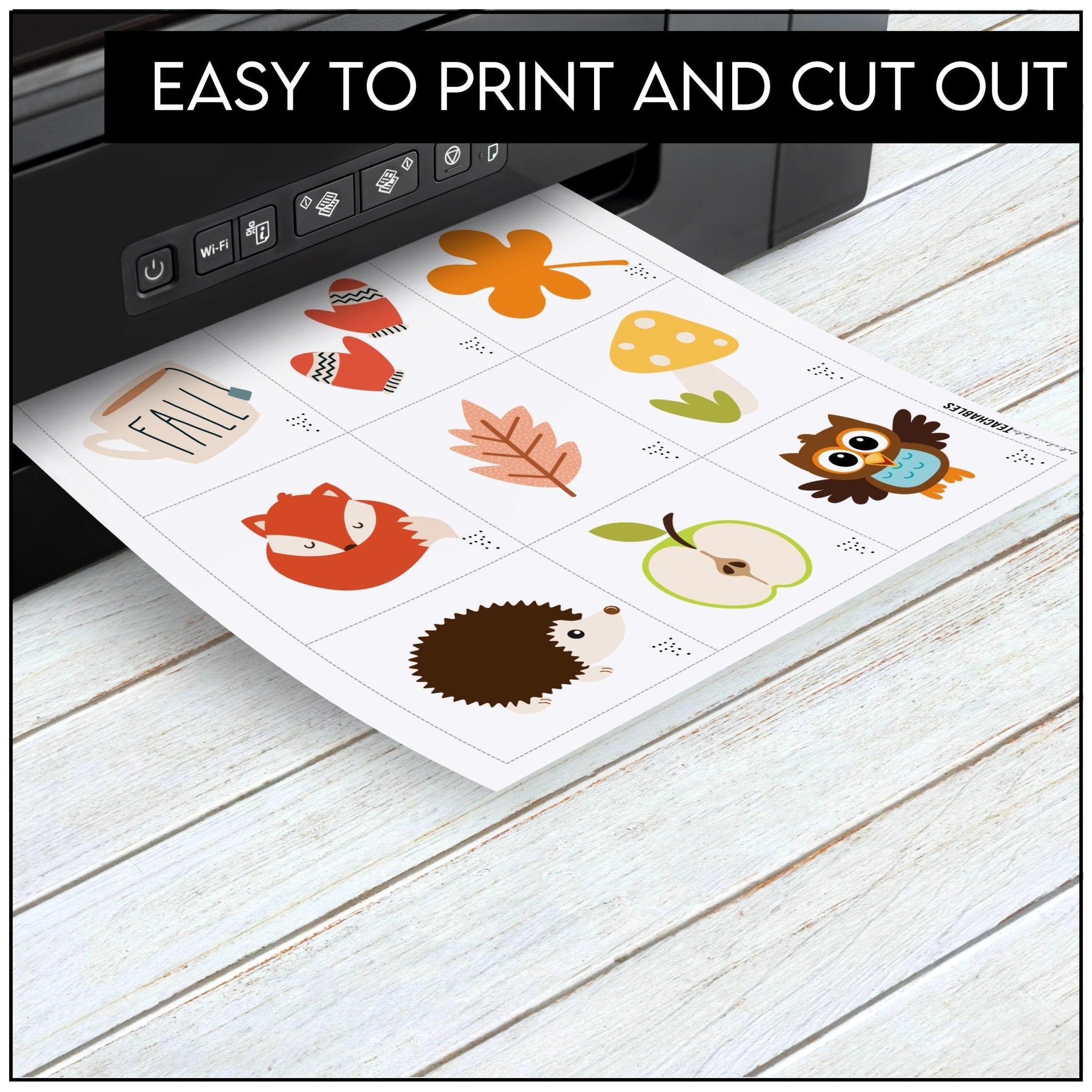 Autumn Vocabulary Memory Match Game – 24 Fall Picture Cards - Hot Chocolate Teachables