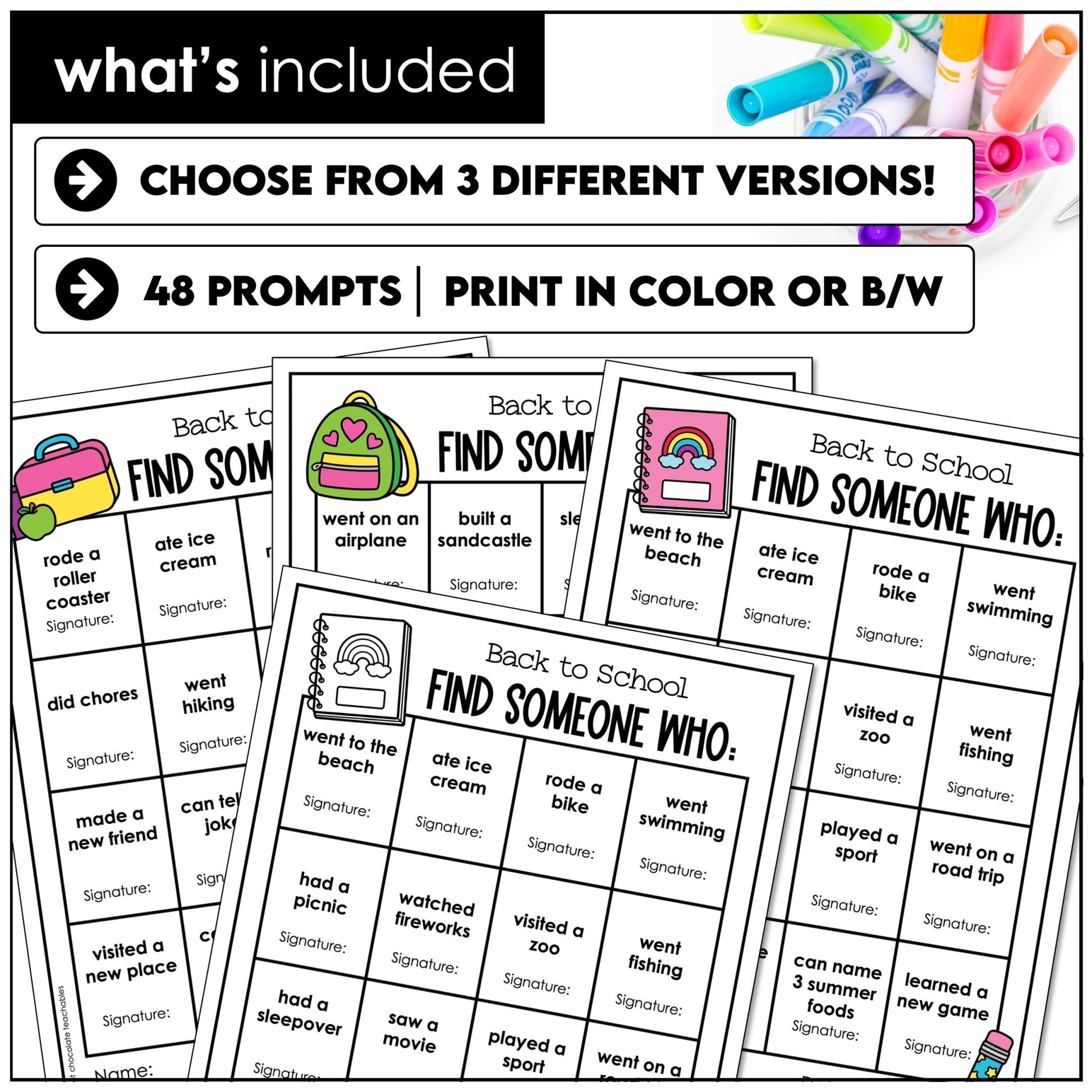 Back to School Find Someone Who | Editable Icebreaker Activity - Hot Chocolate Teachables