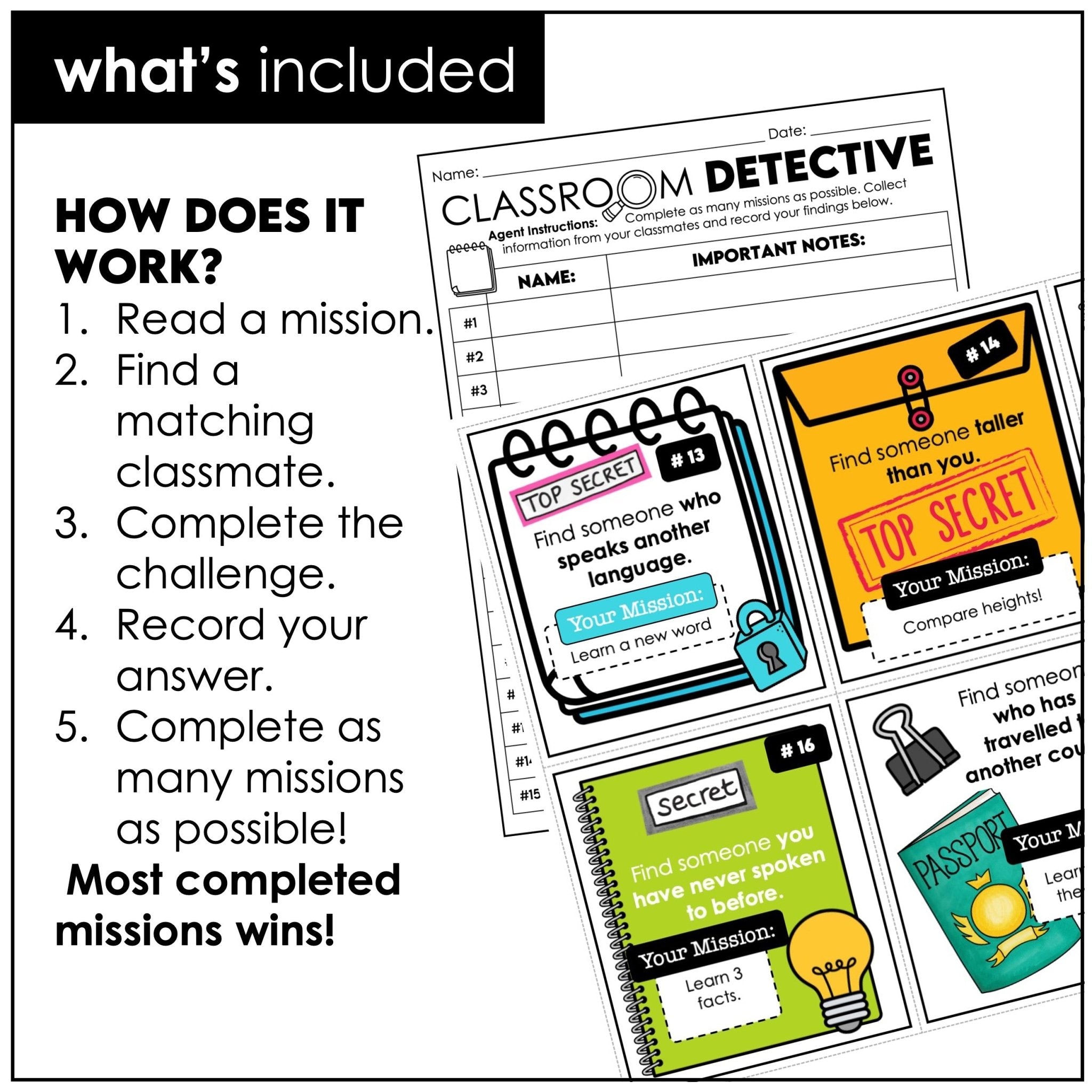 Back to School Icebreaker Activity – Social Scavenger Hunt & Find Someone Who Game - Hot Chocolate Teachables