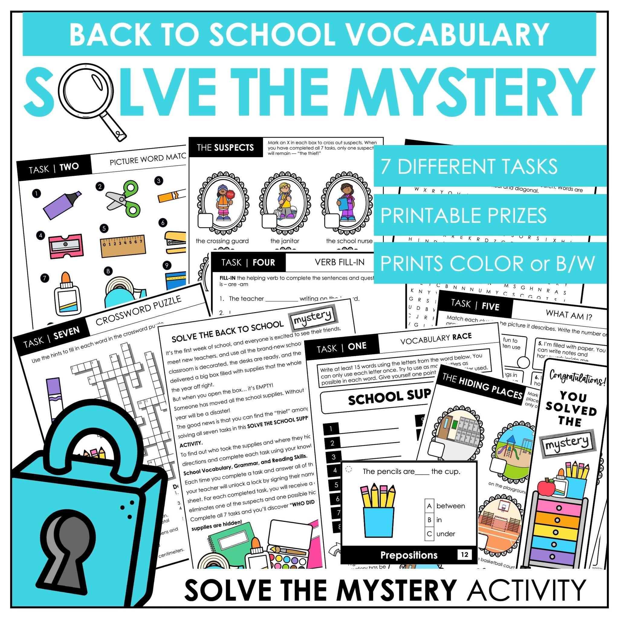 Back to School Vocabulary Escape Room – ESL/ELL Classroom Mystery Game - Hot Chocolate Teachables