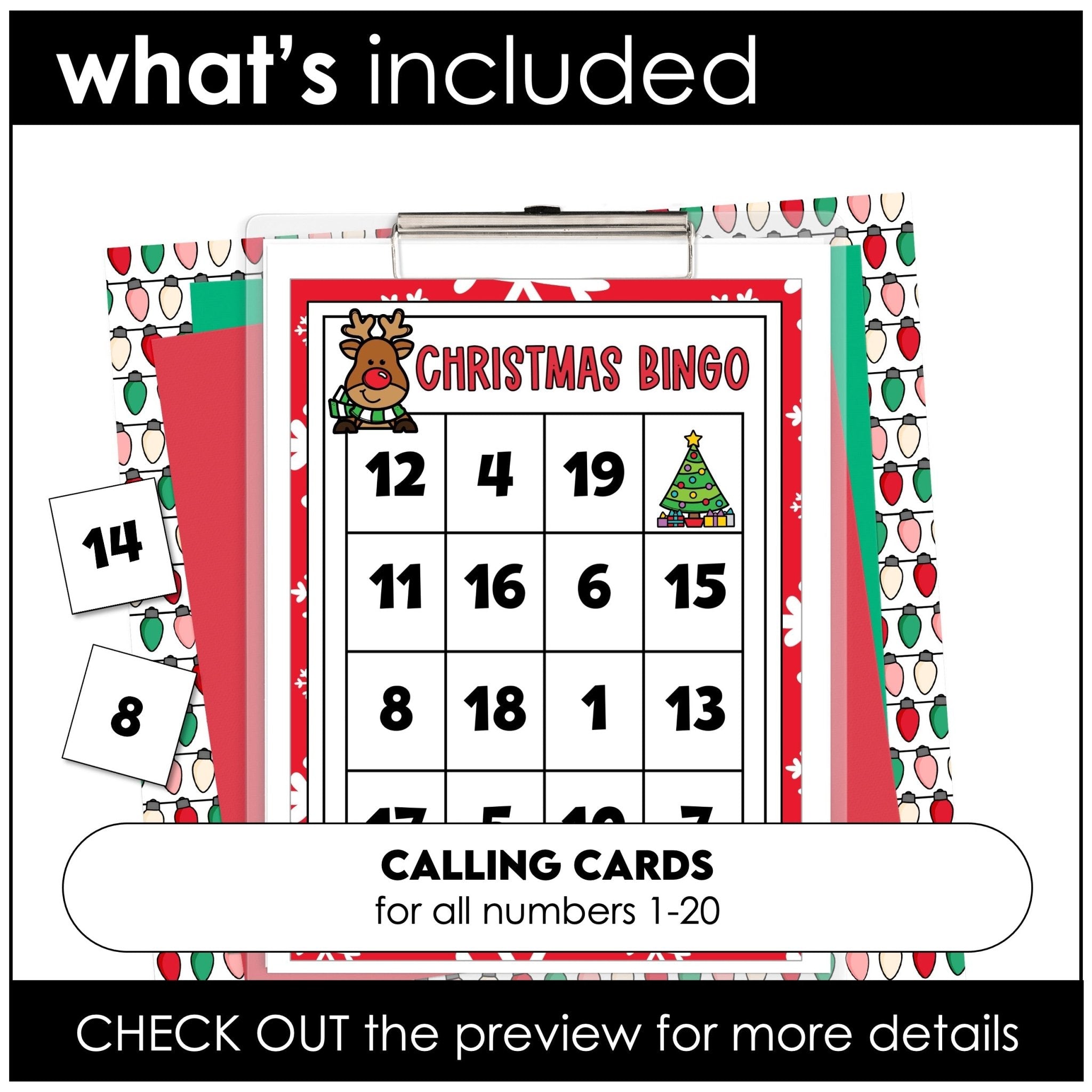 Christmas Bingo Bundle – Numbers 1–20 Print & Digital Versions - Hot Chocolate Teachables
