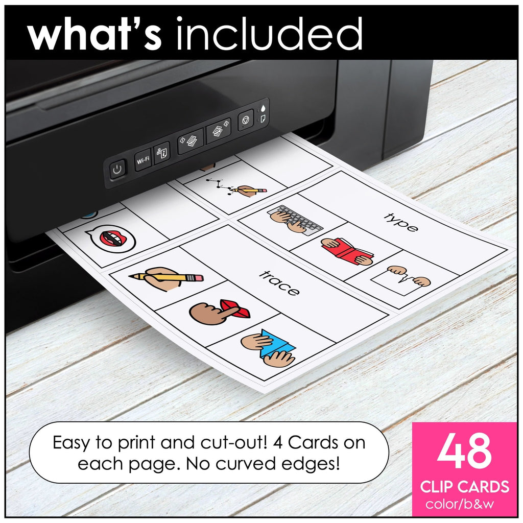 Classroom Instructions CLIP CARDS - Useful Vocabulary for Giving Directions - Hot Chocolate Teachables