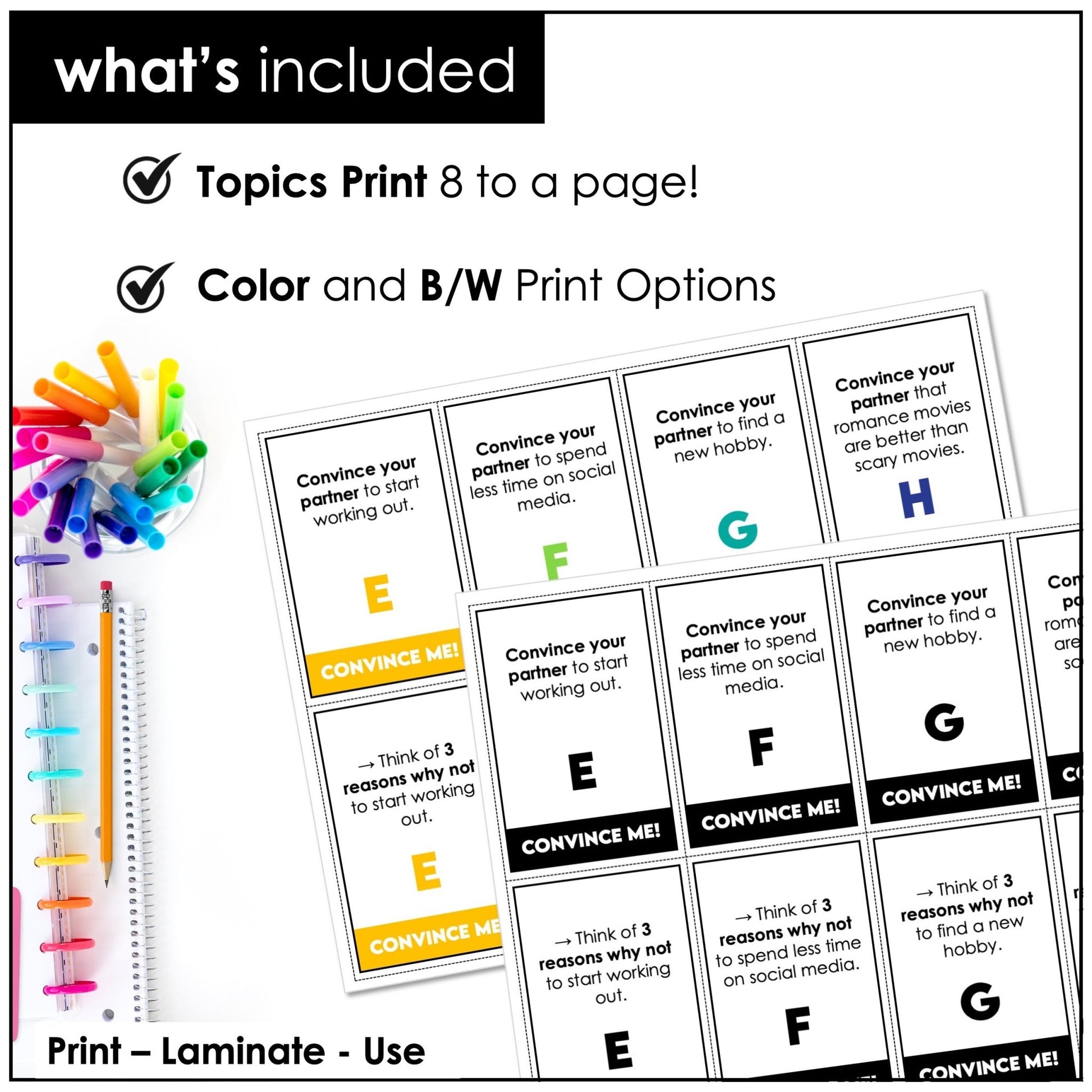 Convince Me | Persuasive Speech - ESL Speaking Cards - Hot Chocolate Teachables