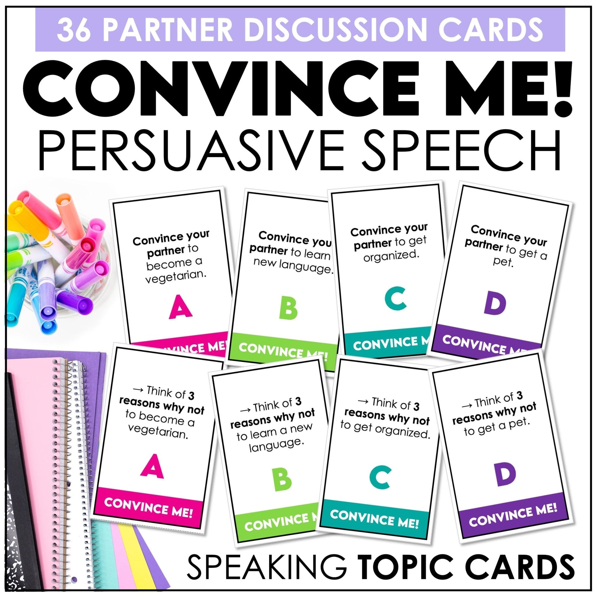 Convince Me | Persuasive Speech - ESL Speaking Cards - Hot Chocolate Teachables
