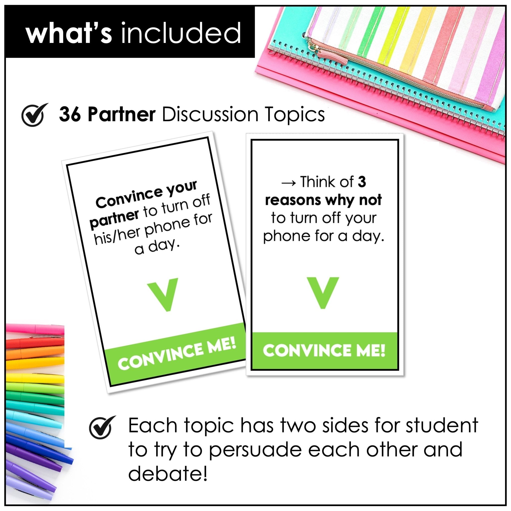 Convince Me | Persuasive Speech - ESL Speaking Cards - Hot Chocolate Teachables