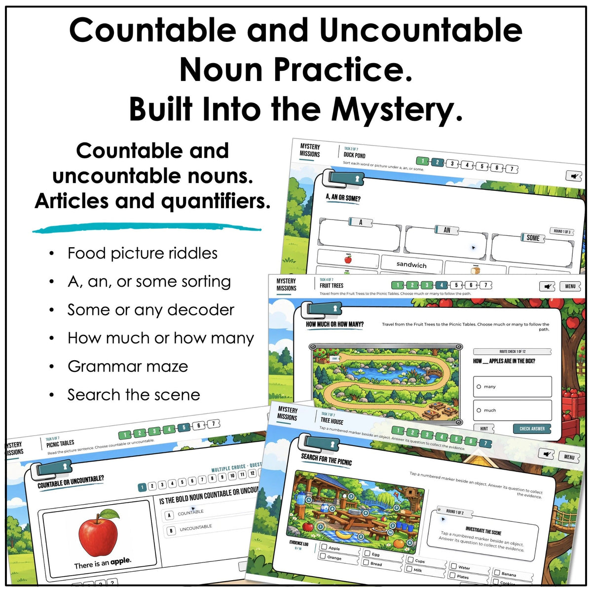 Countable and uncountable noun practice