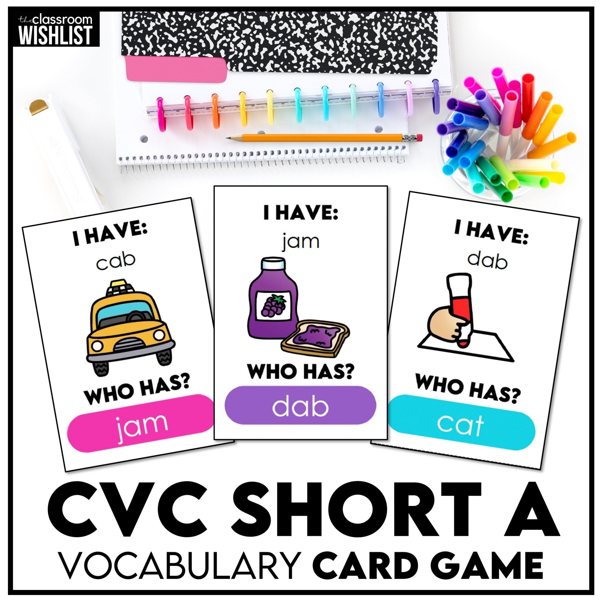 CVC Short A - I Have, Who Has? Card Game | Phonics & Vocabulary Practice - Hot Chocolate Teachables