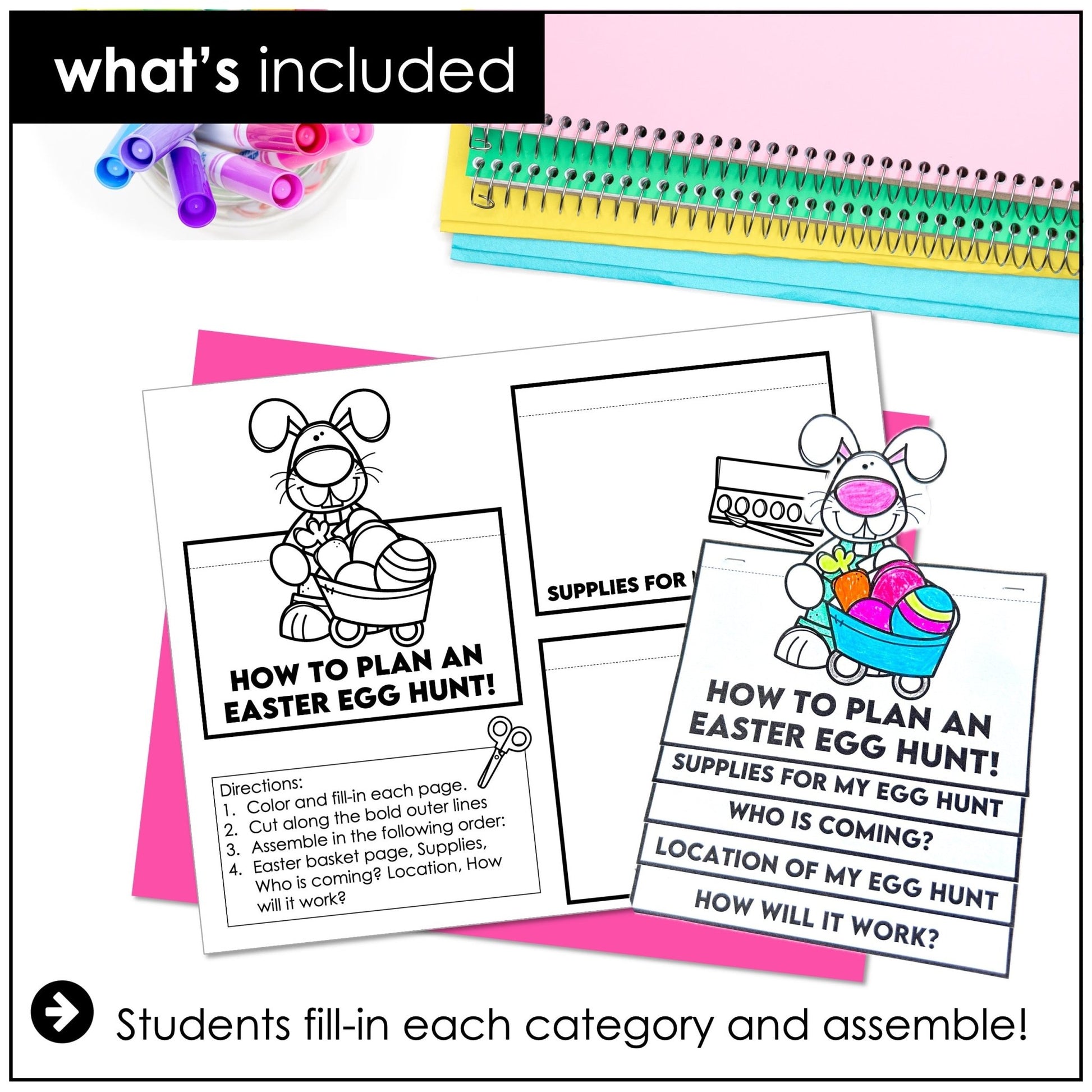 Easter Flap Book – Plan an Easter Egg Hunt Writing Craft (ESL Grades 1–2) - Hot Chocolate Teachables