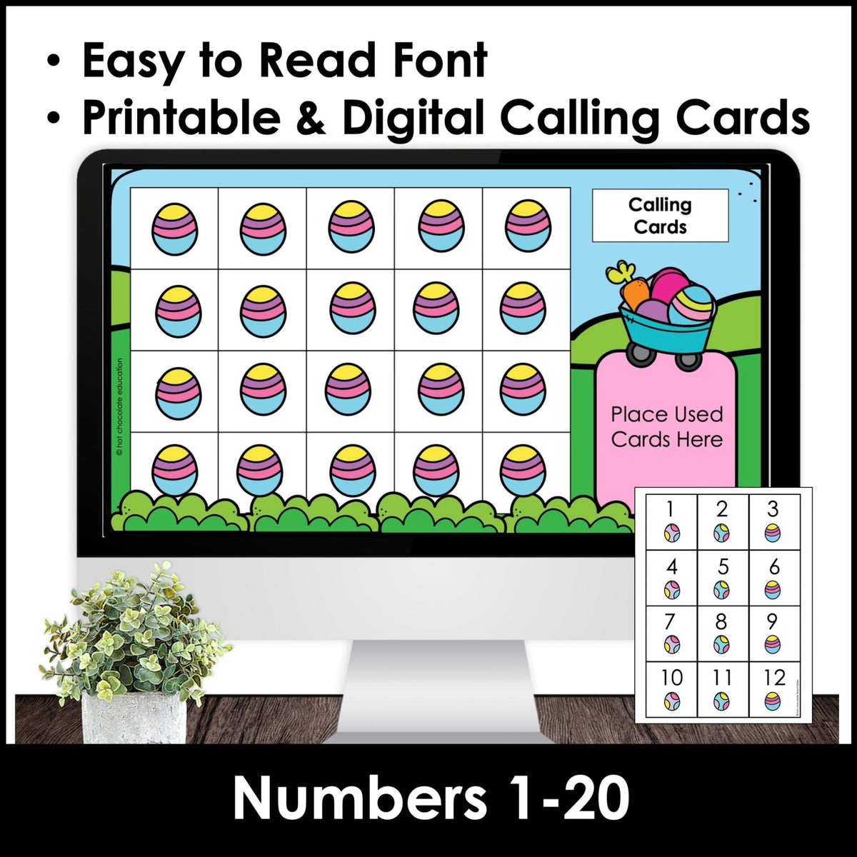 Easter Number Bingo 1–20 – Digital Google Slides™ Game - Hot Chocolate Teachables