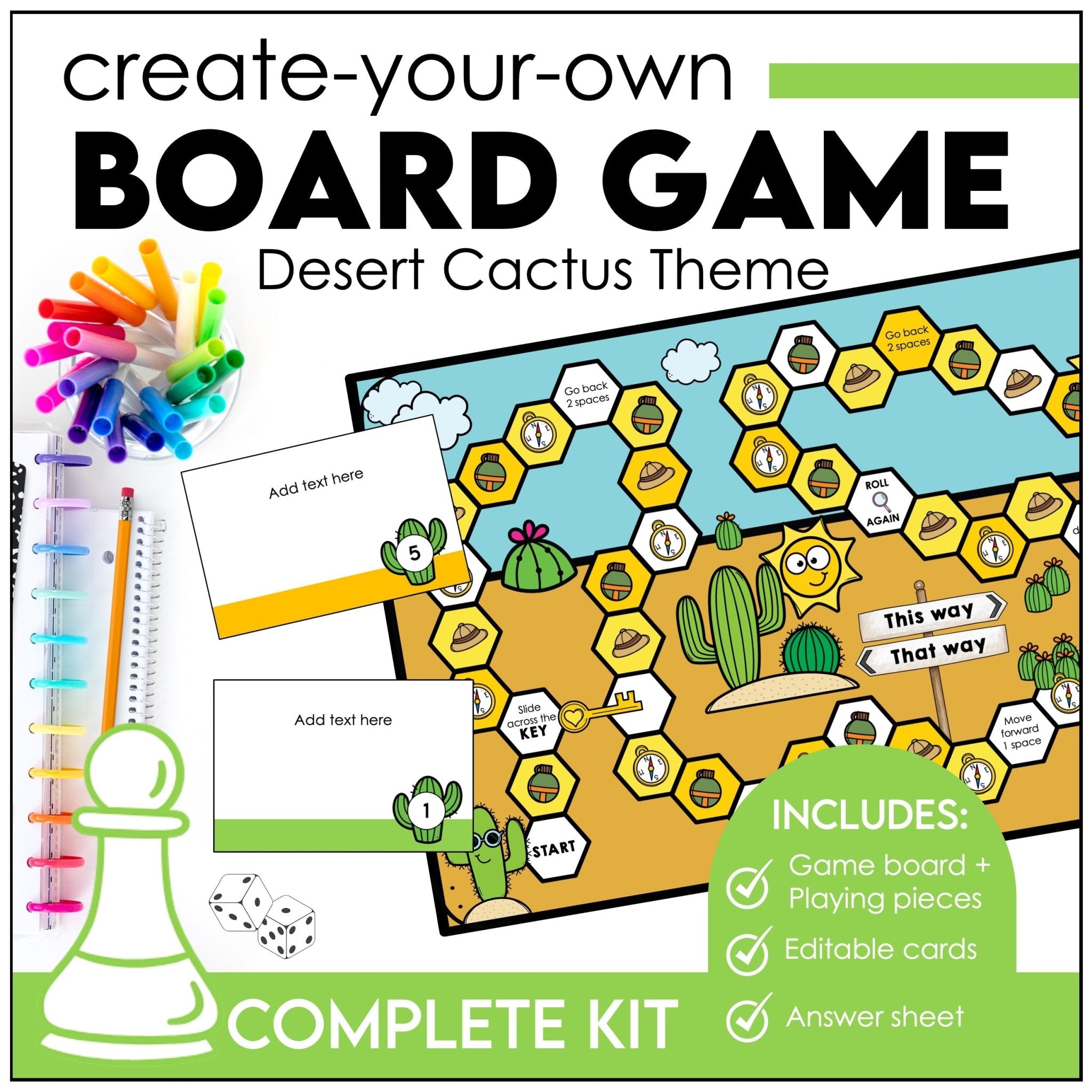Editable Board Game Templates - Use with Sight Words, Math, Vocabulary, Grammar - Hot Chocolate Teachables