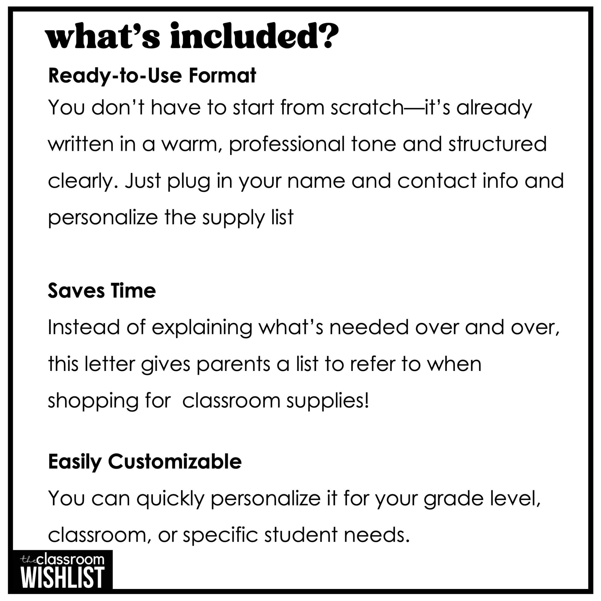 Editable Classroom Supply List Template | Back to School Supplies Parent Letter - Hot Chocolate Teachables