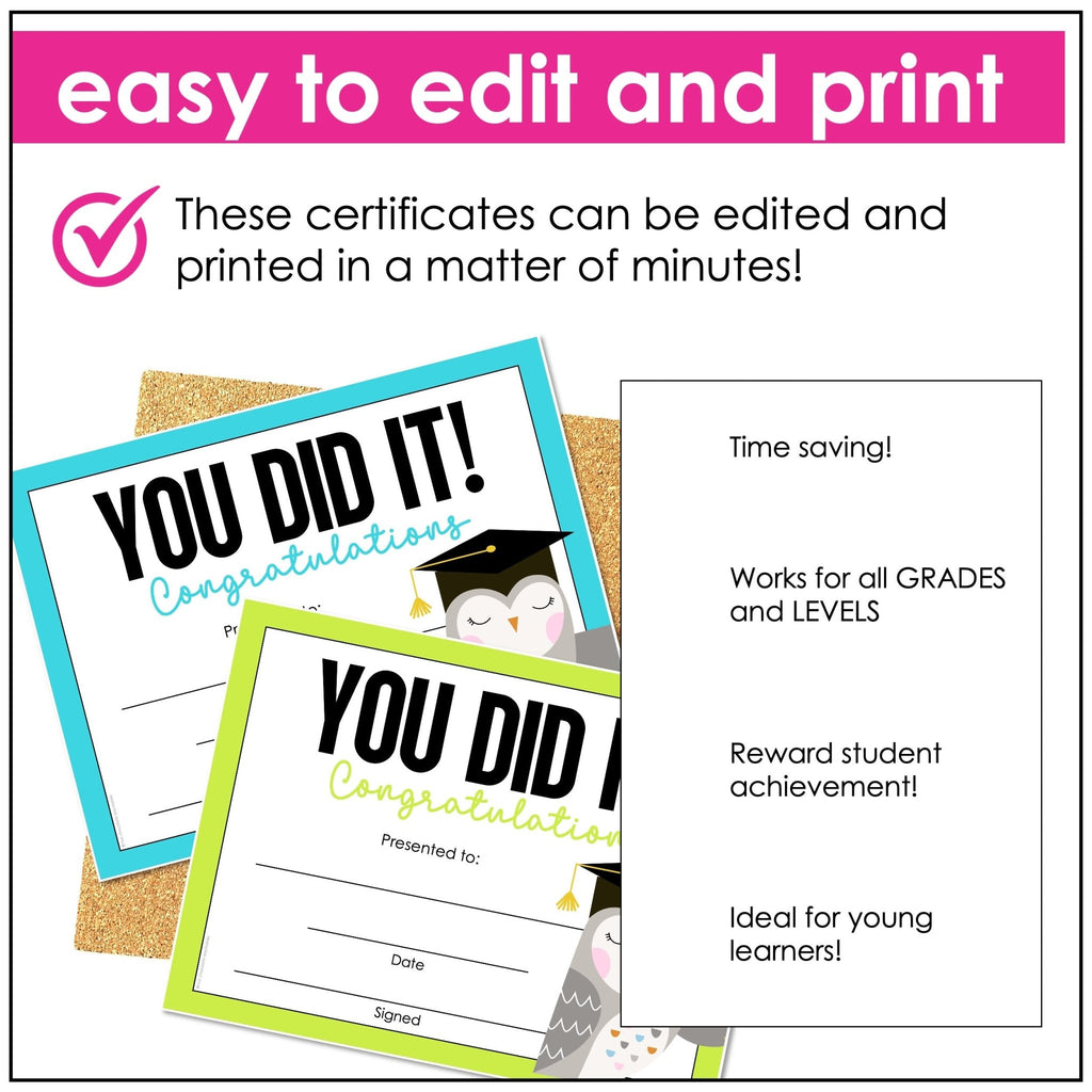 End of the Year Student Graduation Diploma for any AGE or SUBJECT | Editable - Hot Chocolate Teachables