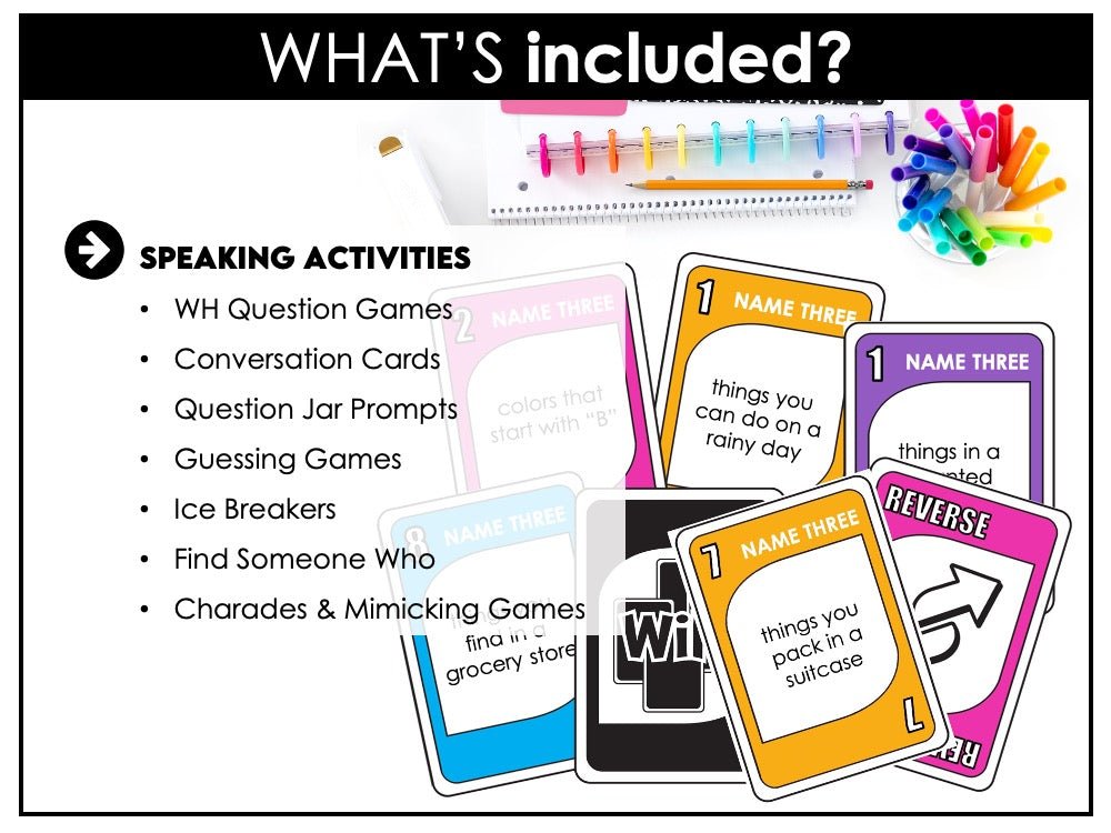 ESL EVERYTHING BUNDLE | 100 Engaging Games & Activities for English Teachers - Hot Chocolate Teachables