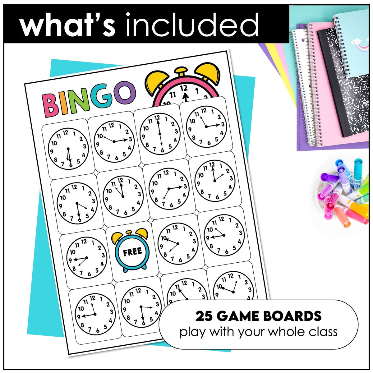 ESL Game : Telling Time Bingo (To the nearest 5 minutes) - Hot Chocolate Teachables