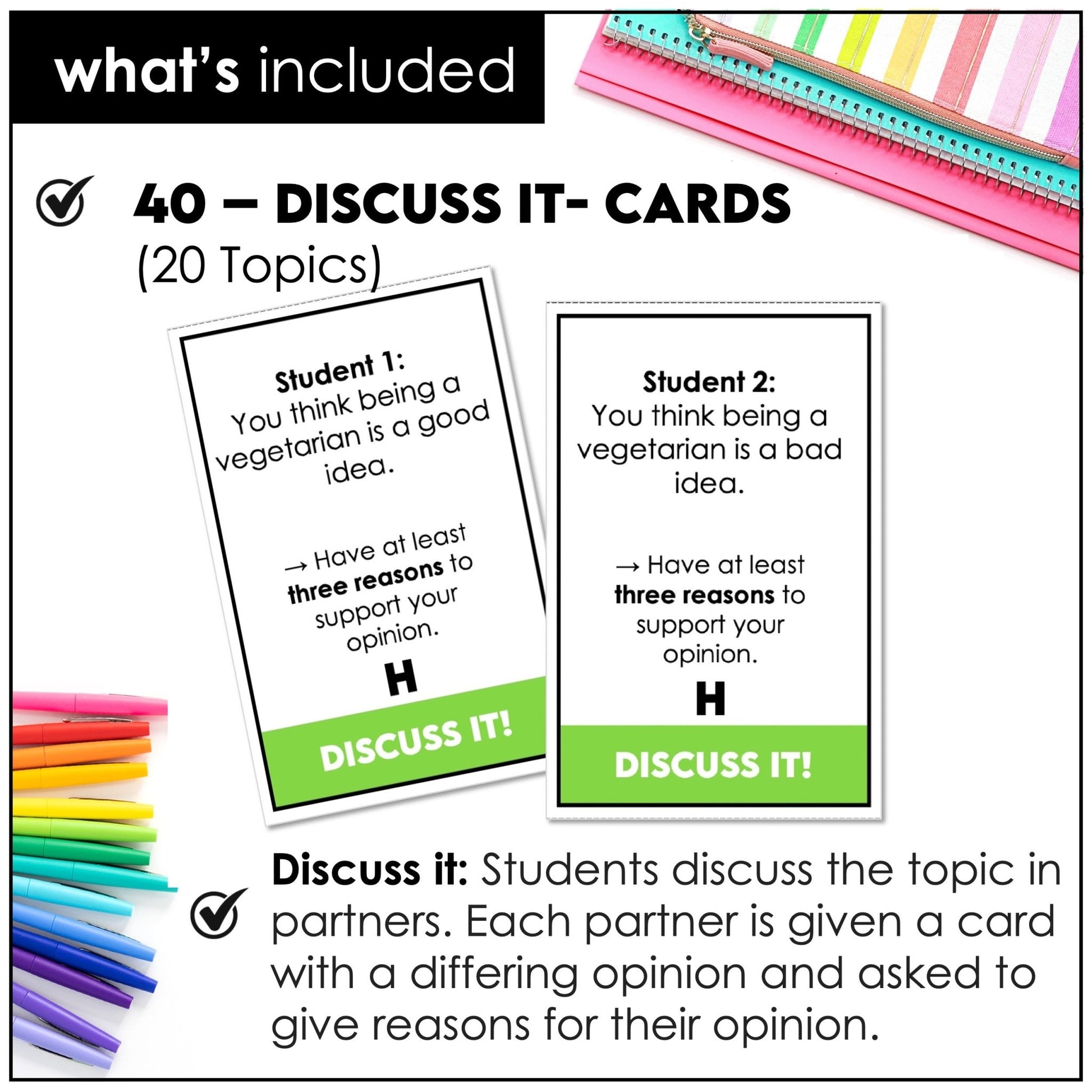 ESL Speaking Prompts – Discussion Activity Cards to Explain & Discuss Topics - Hot Chocolate Teachables