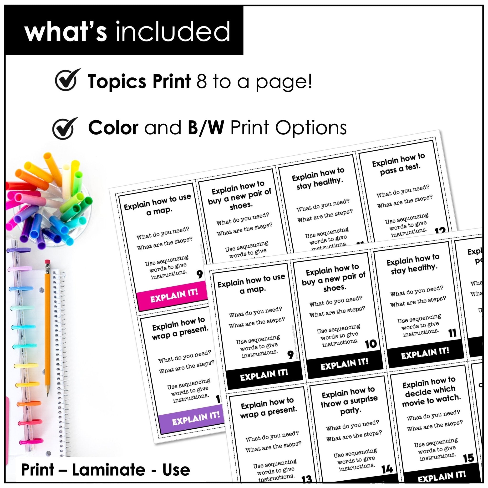 ESL Speaking Prompts – Discussion Activity Cards to Explain & Discuss Topics - Hot Chocolate Teachables