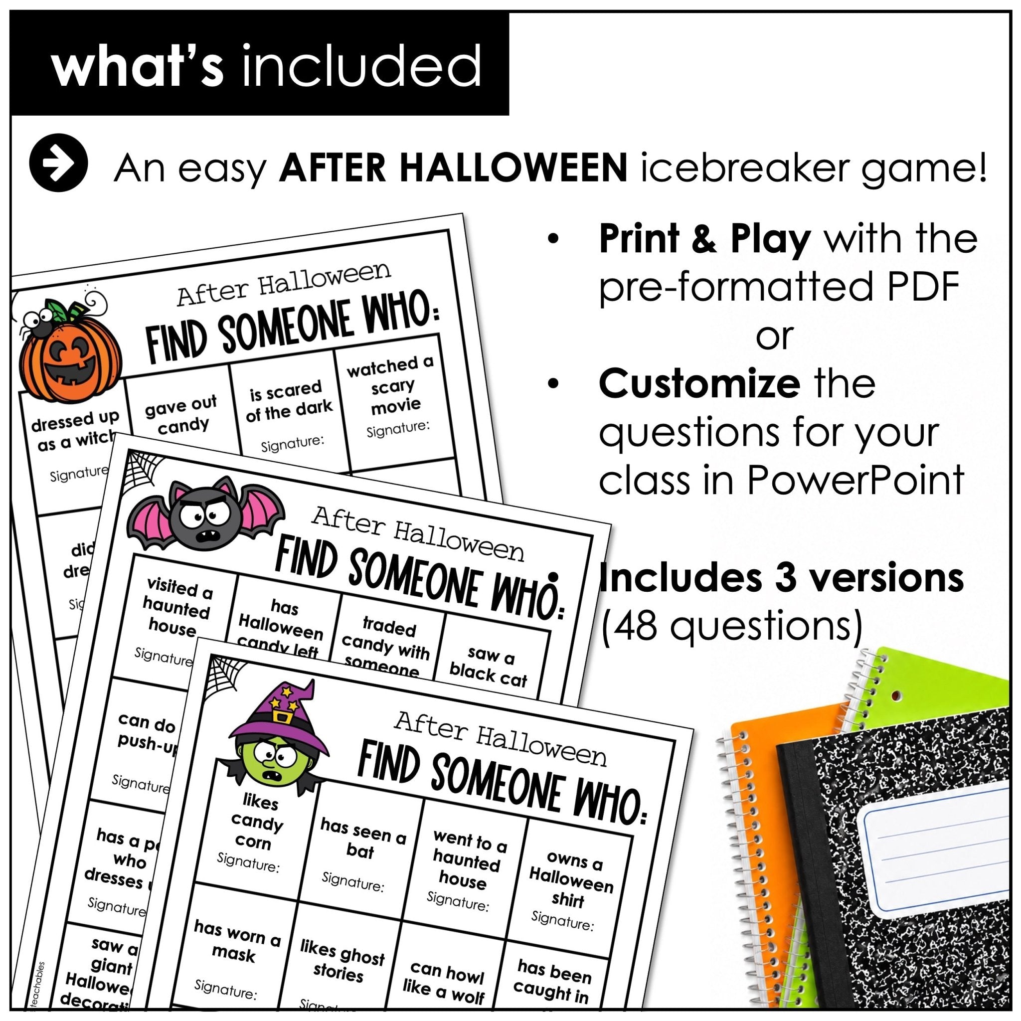 Find Someone Who Game – Halloween ESL Speaking & Comprehension Activity - Hot Chocolate Teachables
