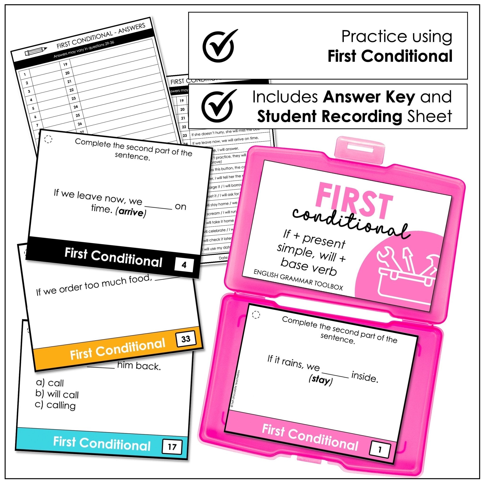 First Conditional Task Cards – If Clauses Grammar Activities (ESL B1–B2) - Hot Chocolate Teachables