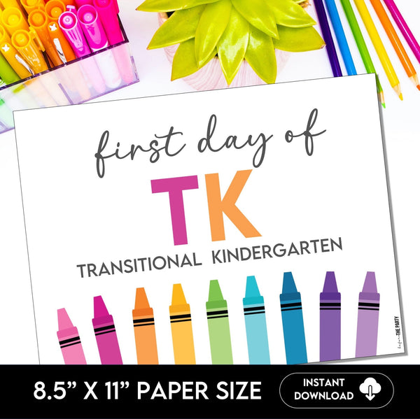 First Day Day of TK Sign, Back to School School Signs - Hot Chocolate Teachables