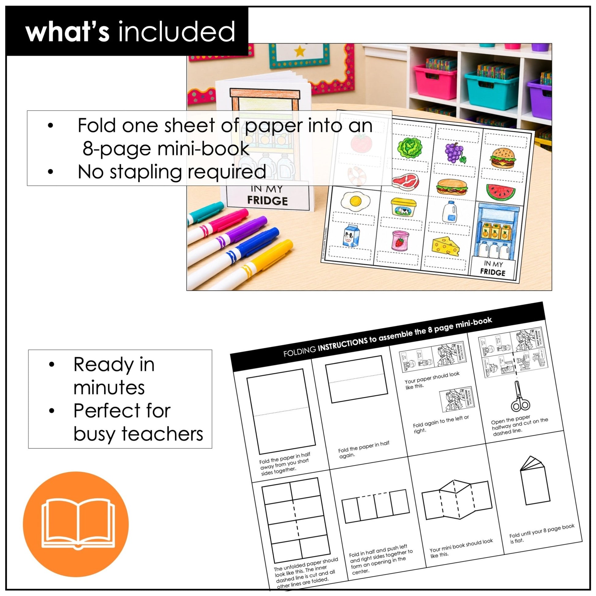 Food and Drink Vocabulary Mini-Book | What's in my fridge? - Hot Chocolate Teachables