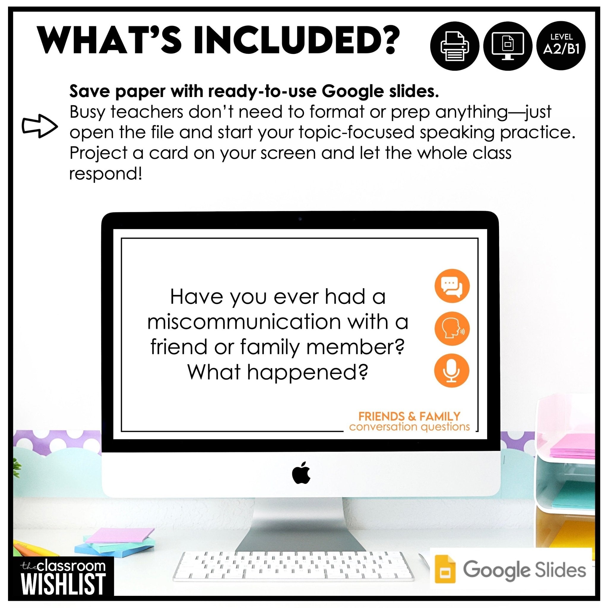 Friends & Family | Social Life Conversation Cards | 60 ESL Discussion Prompts - Hot Chocolate Teachables