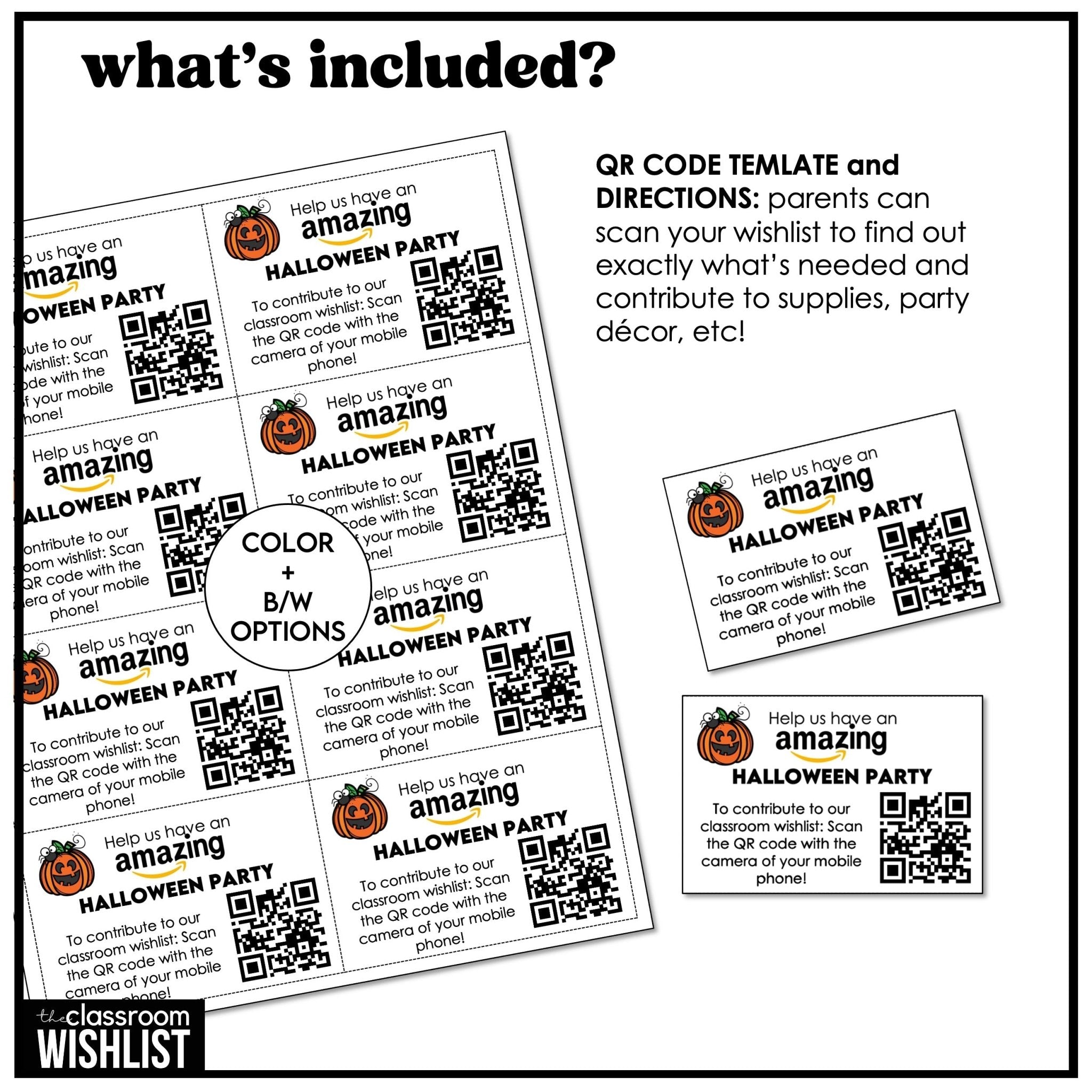 Halloween Party Letter to Parents Template | Editable | Supply WishList QR code - Hot Chocolate Teachables