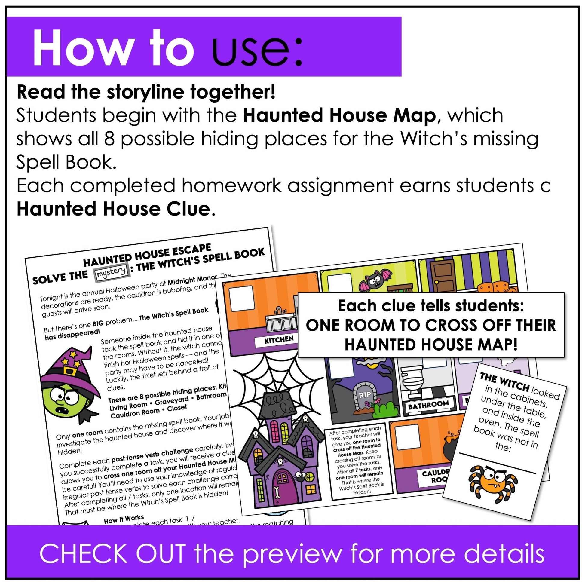 Halloween Past Tense Verb Escape Room – Regular & Irregular Verbs Mystery Game - Hot Chocolate Teachables