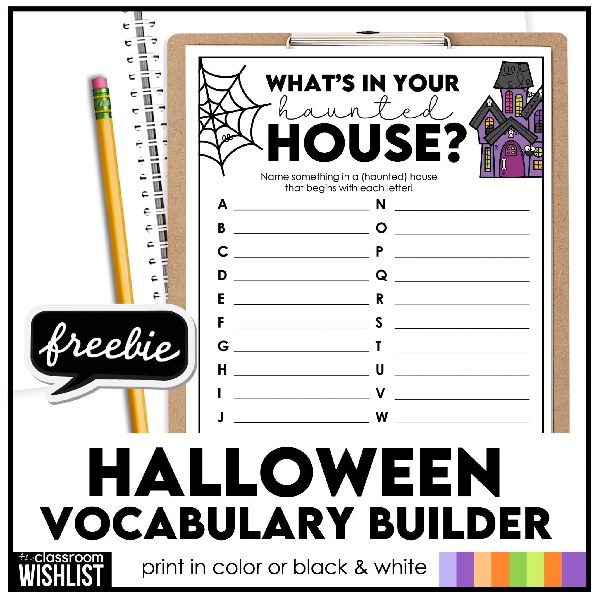 Halloween Vocabulary Builder - Hot Chocolate Teachables