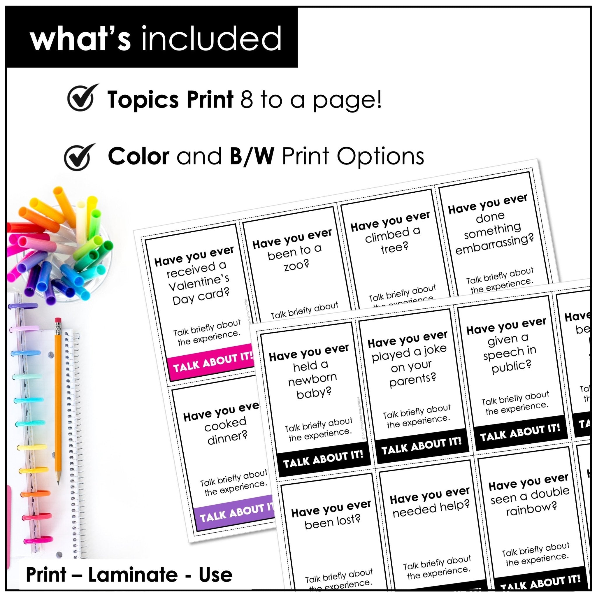 Have you ever? Present Perfect Conversation Questions - Speaking Skills Activity - Hot Chocolate Teachables