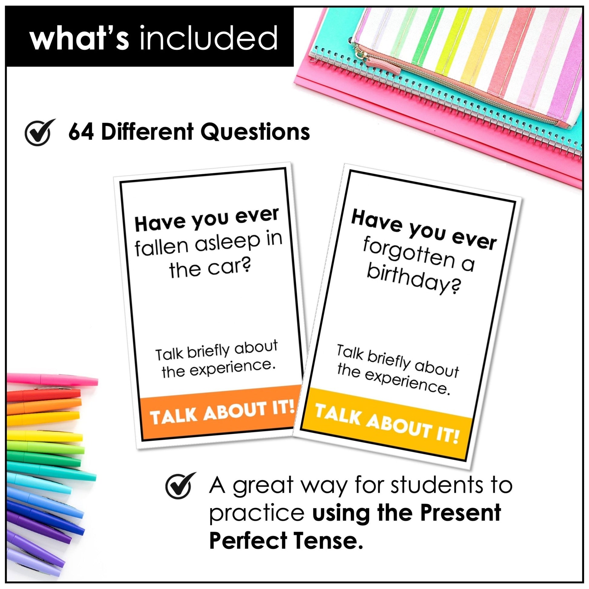Have you ever? Present Perfect Conversation Questions - Speaking Skills Activity - Hot Chocolate Teachables