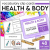 Health and Body Vocabulary CLIP CARD activity task cards for ELL ESL ELD - Hot Chocolate Teachables