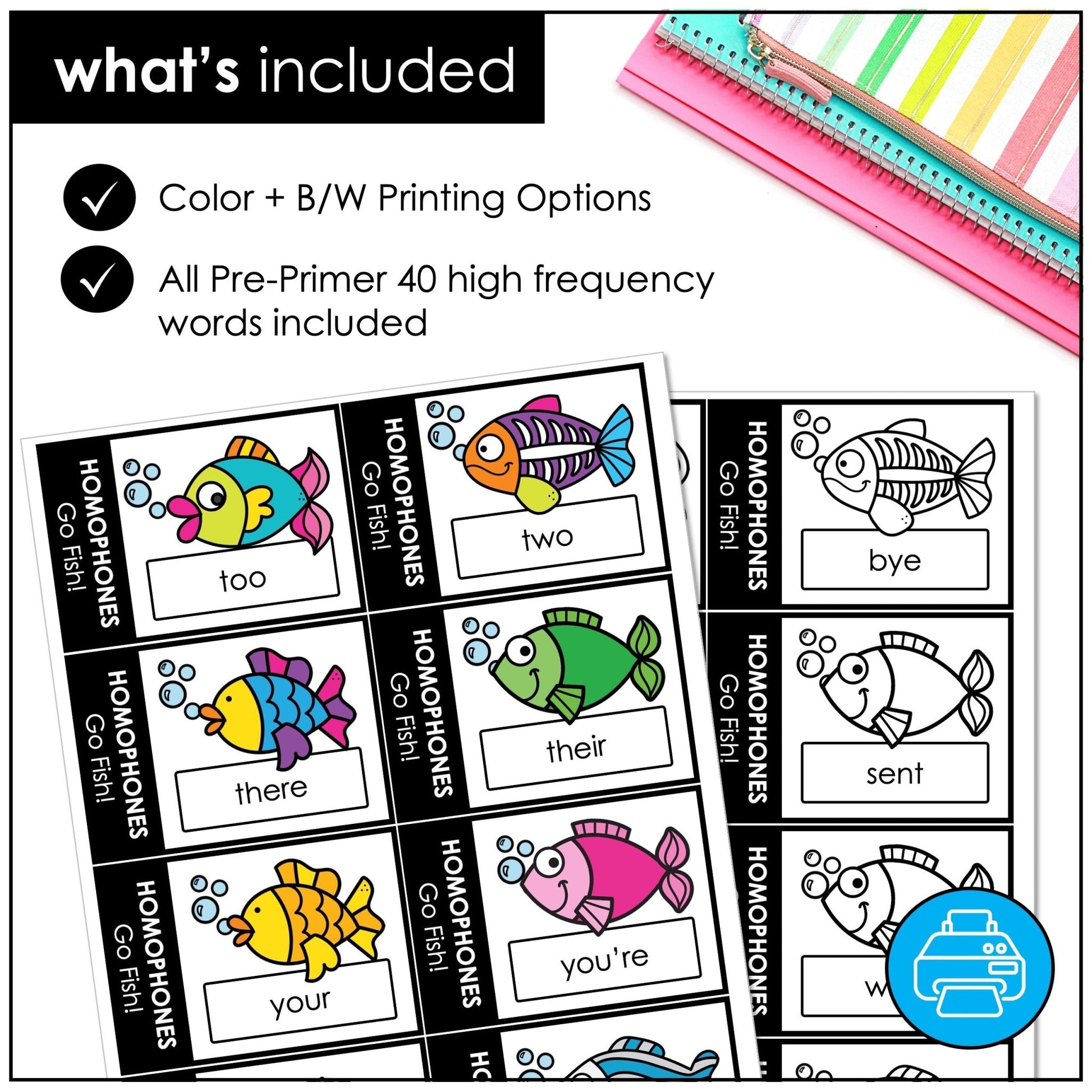 Homophones Go Fish Card Game – Matching Homophone Pairs for Grades 2–4 - Hot Chocolate Teachables