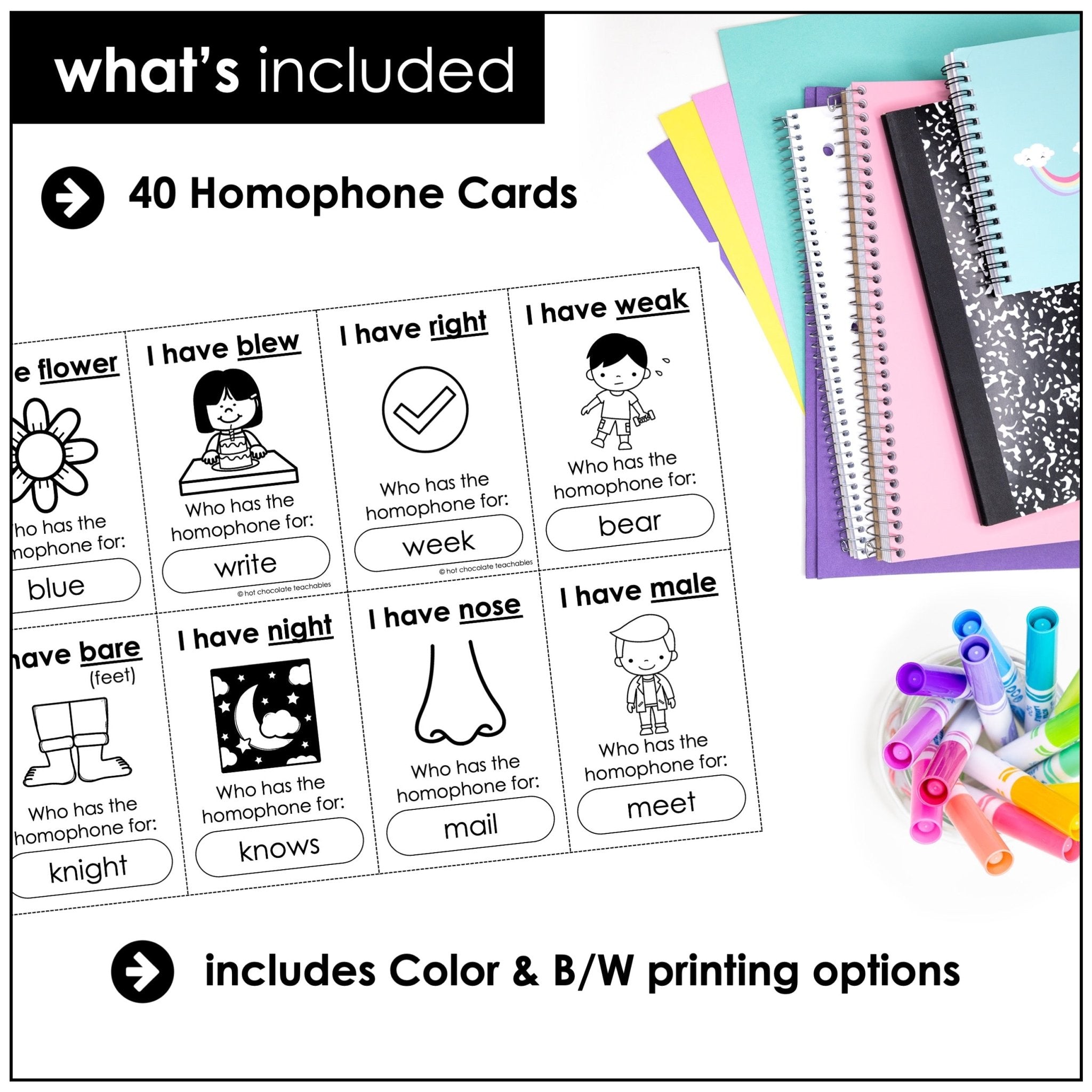 Homophones I Have, Who Has? Game – Frequently Confused Words for Grades 2–4 - Hot Chocolate Teachables