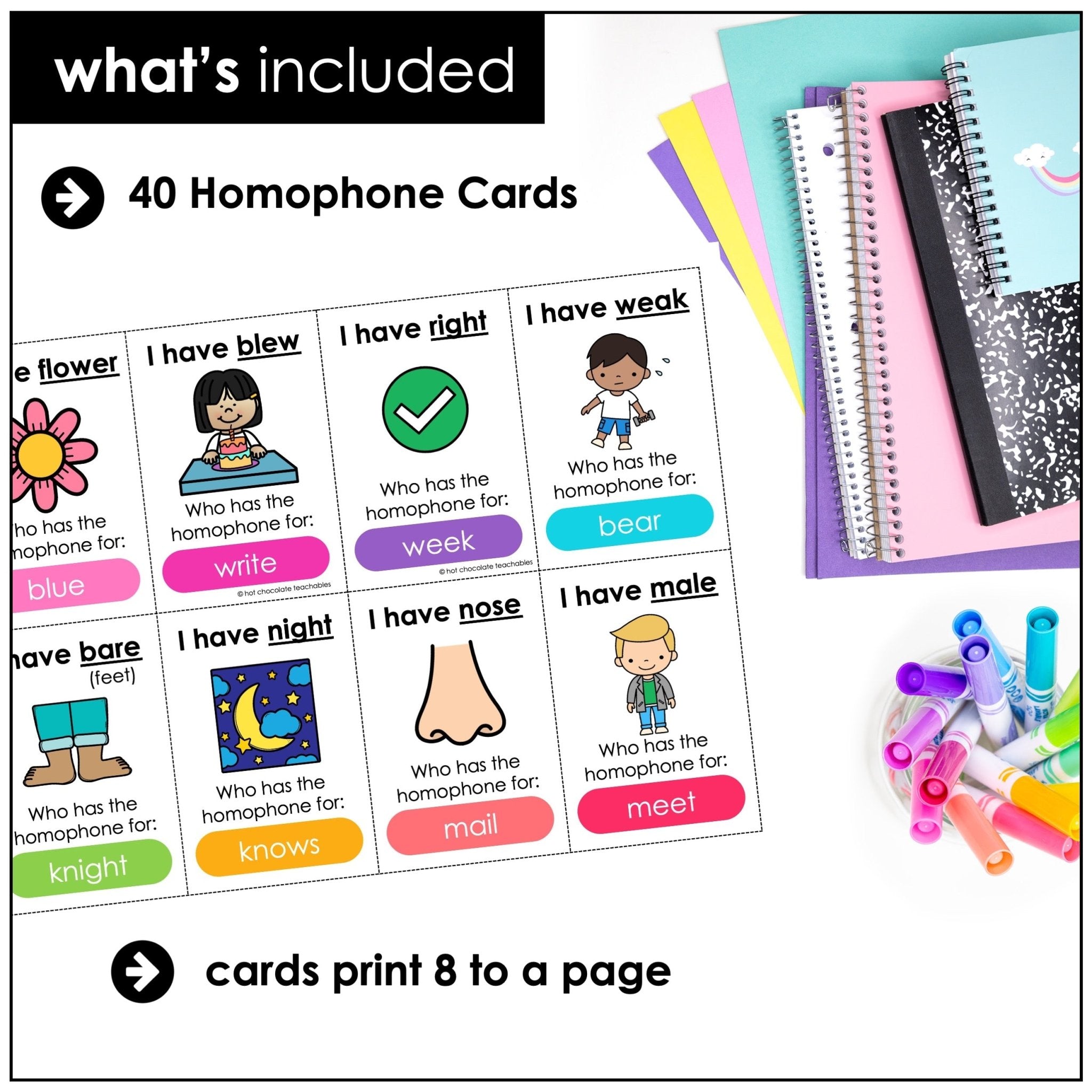 Homophones I Have, Who Has? Game – Frequently Confused Words for Grades 2–4 - Hot Chocolate Teachables