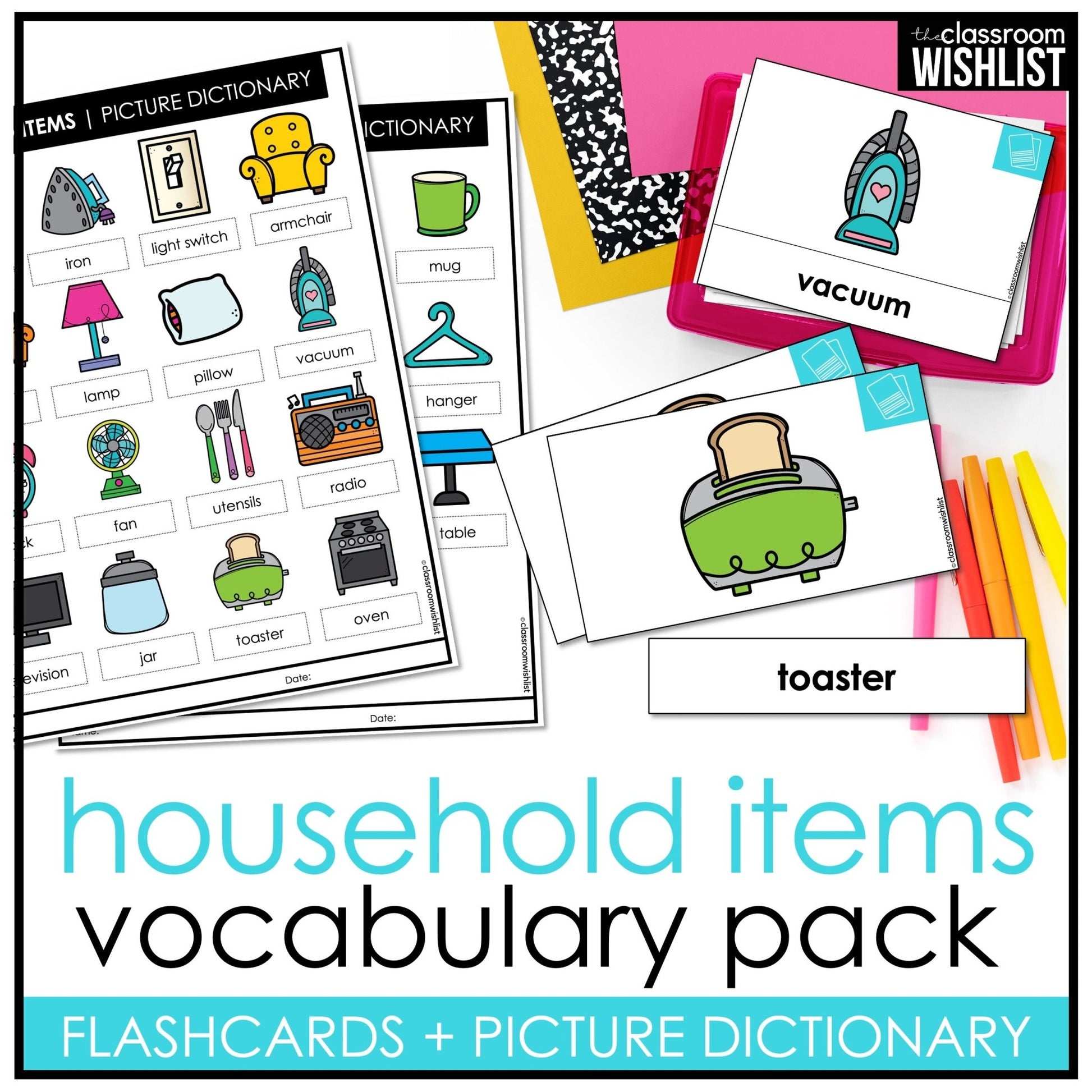 House & Furniture Vocabulary Pack: Flashcards & Picture Dictionary - ESL / ELL - Hot Chocolate Teachables
