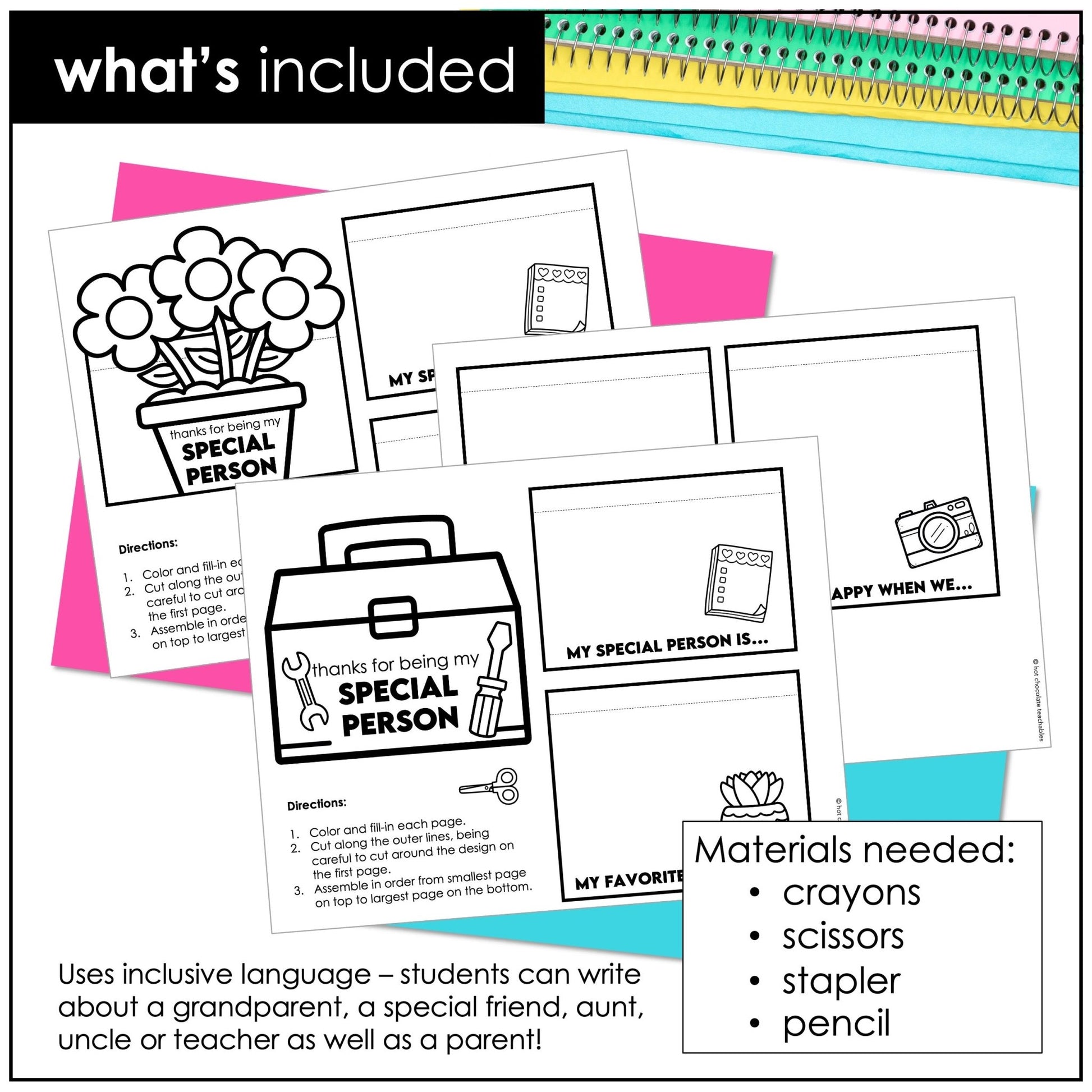 Mother’s Day & Father’s Day Writing Craft – Inclusive “Special Person” Flip Book - Hot Chocolate Teachables