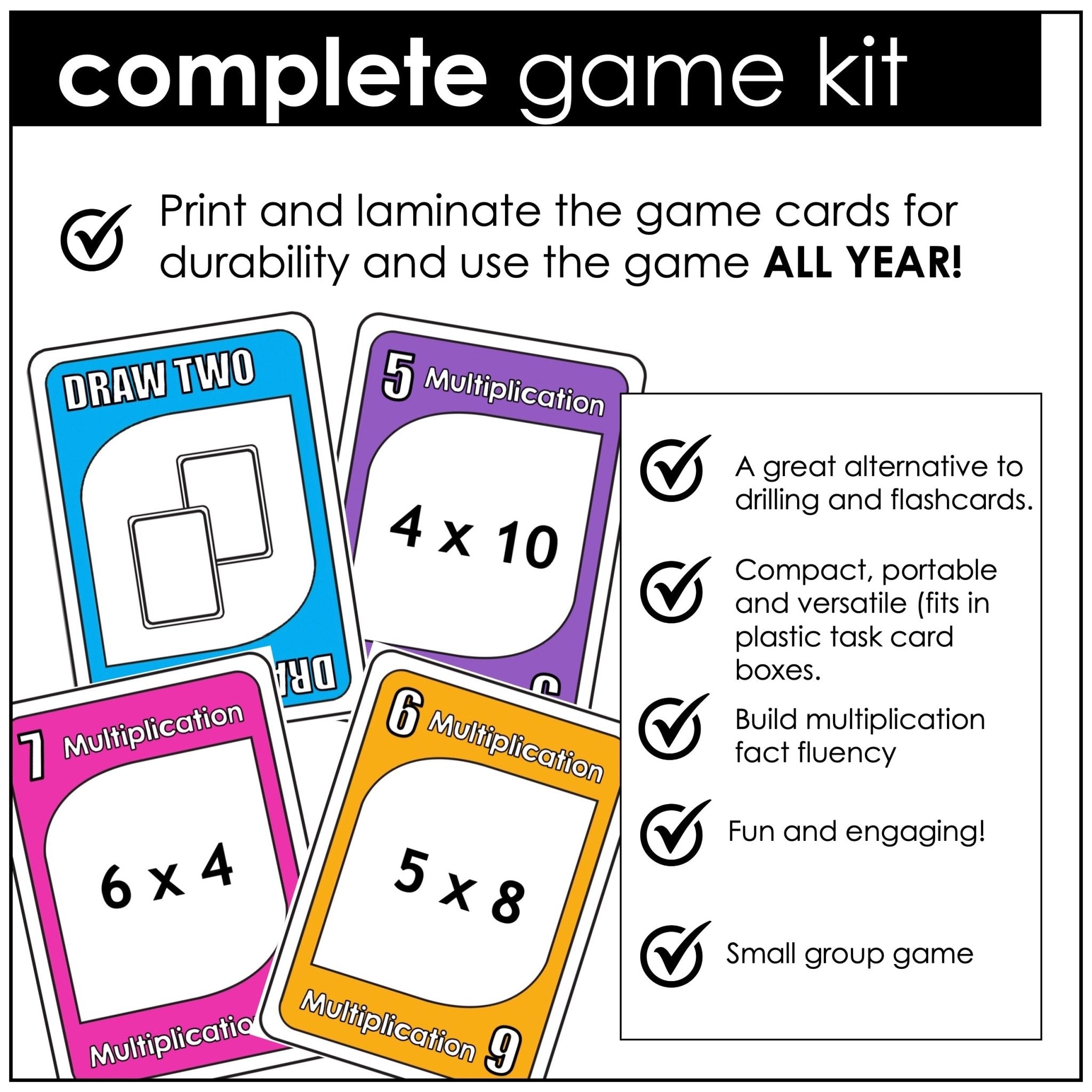 Multiplication Card Game – Times Tables 4–6 Math Fact Practice - Hot Chocolate Teachables