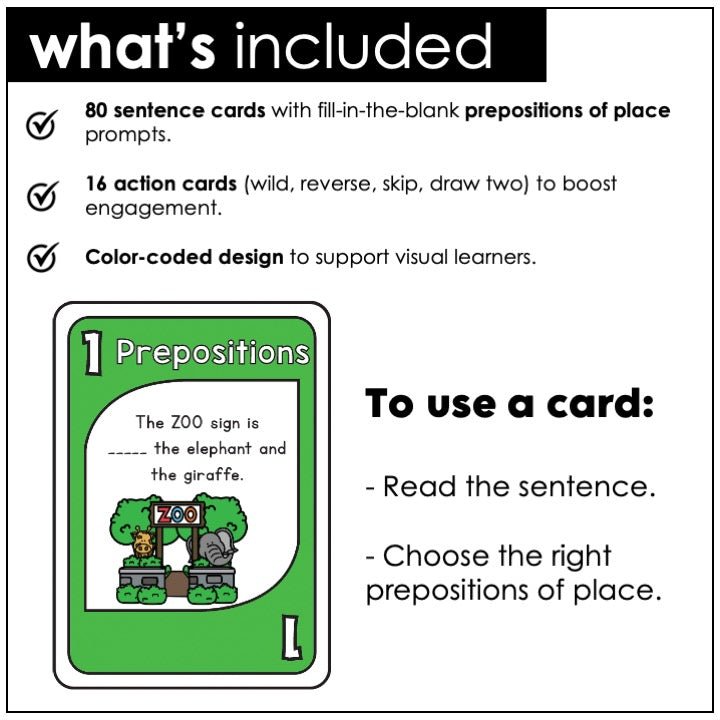 Prepositions of Place - Location Card Game - Hot Chocolate Teachables