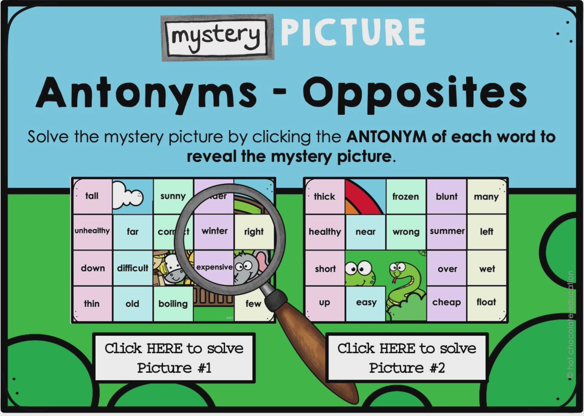 Load video: Antonyms - Matching | Opposite Words Mystery Picture Boom Cards™ Set 2