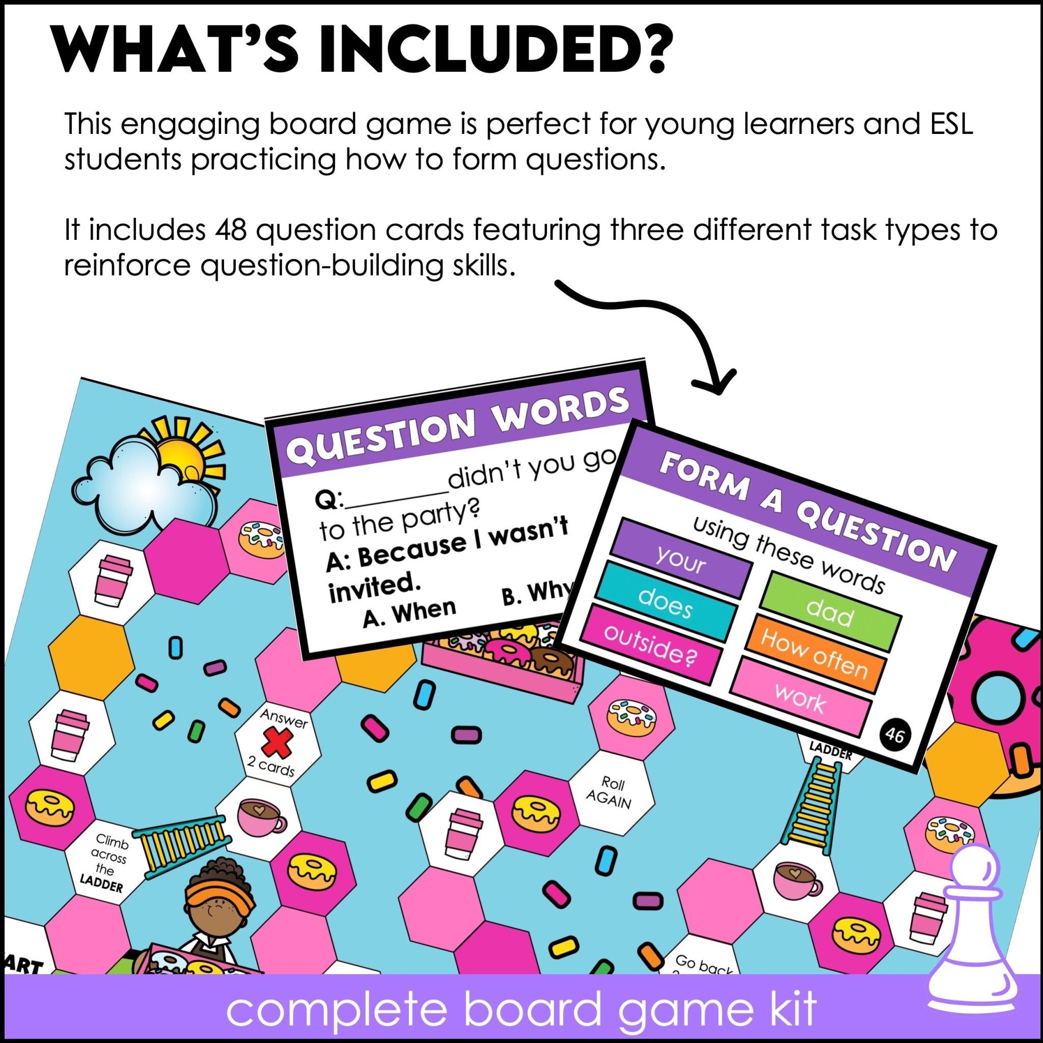 Question Building Board Game | WH Questions | Forming Questions - Hot Chocolate Teachables