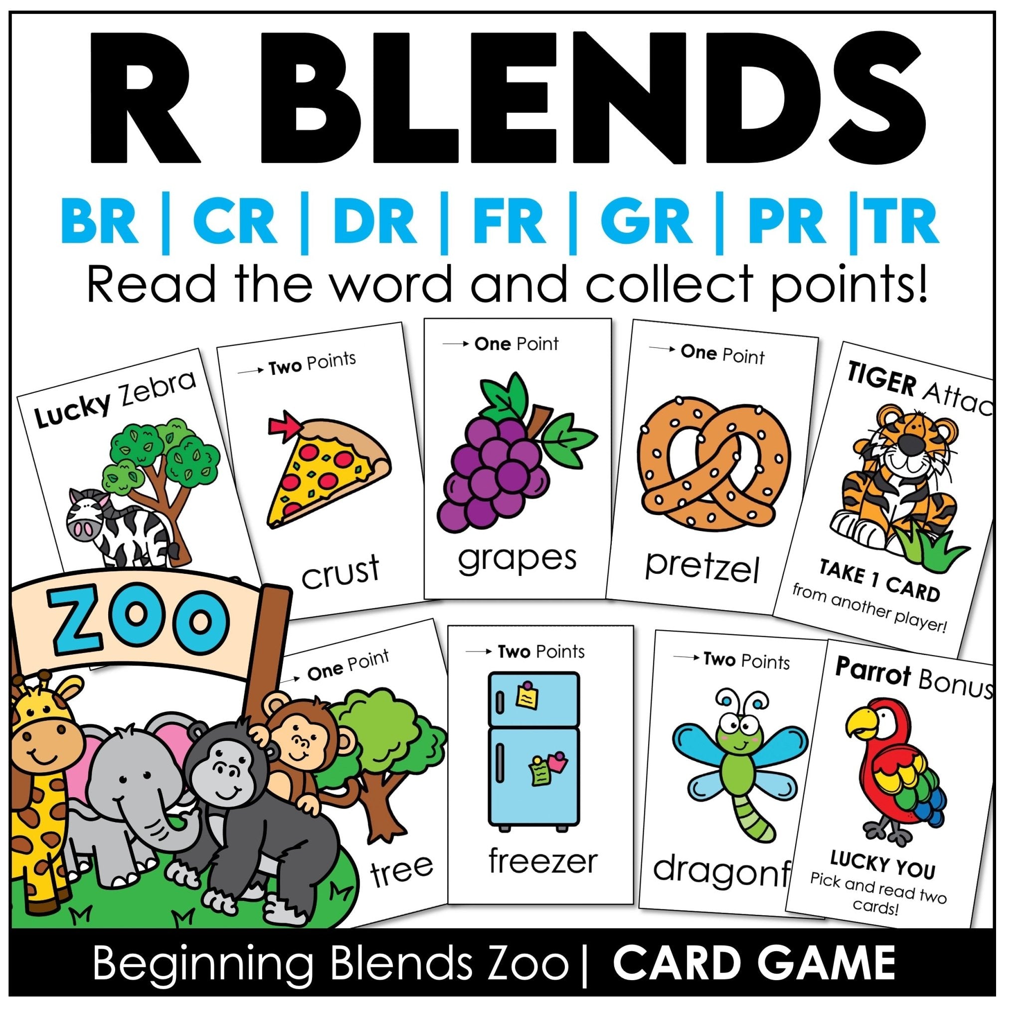 R Blends Card Game – Beginning Blends BR, CR, DR, FR, GR, PR, TR Phonics - Hot Chocolate Teachables