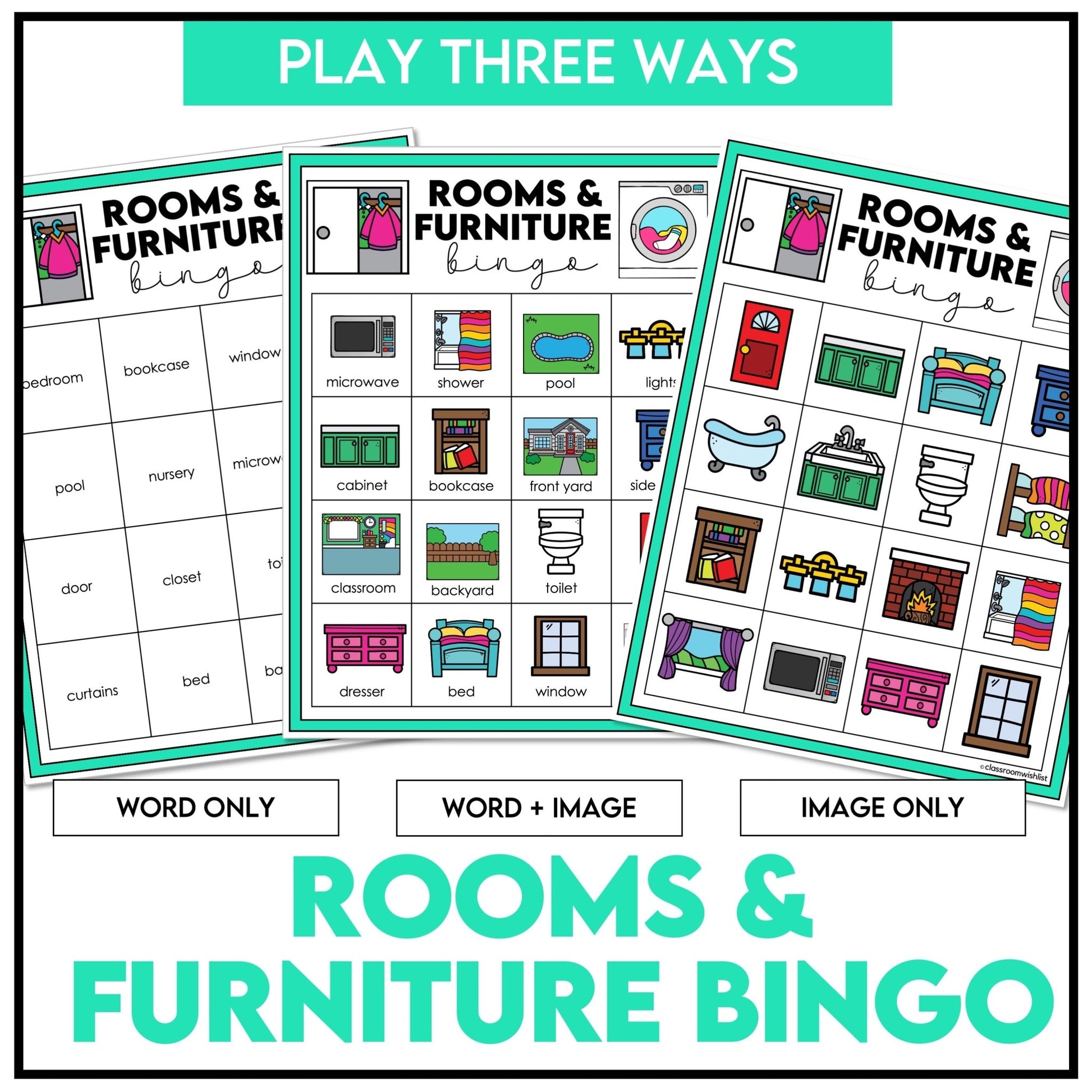 Rooms and Furniture in a House Bingo – 30 Game Cards | 3 Ways to Play for ESL - Hot Chocolate Teachables