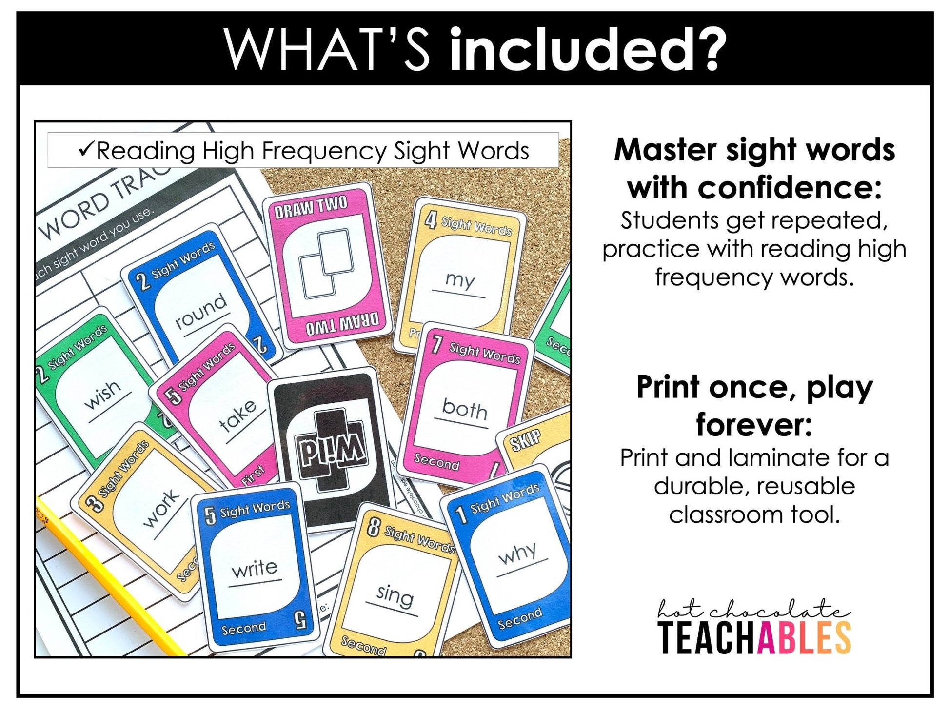 Sight Word Card Game | 2nd Grade Dolch Aligned - Plays like UNO - Hot Chocolate Teachables