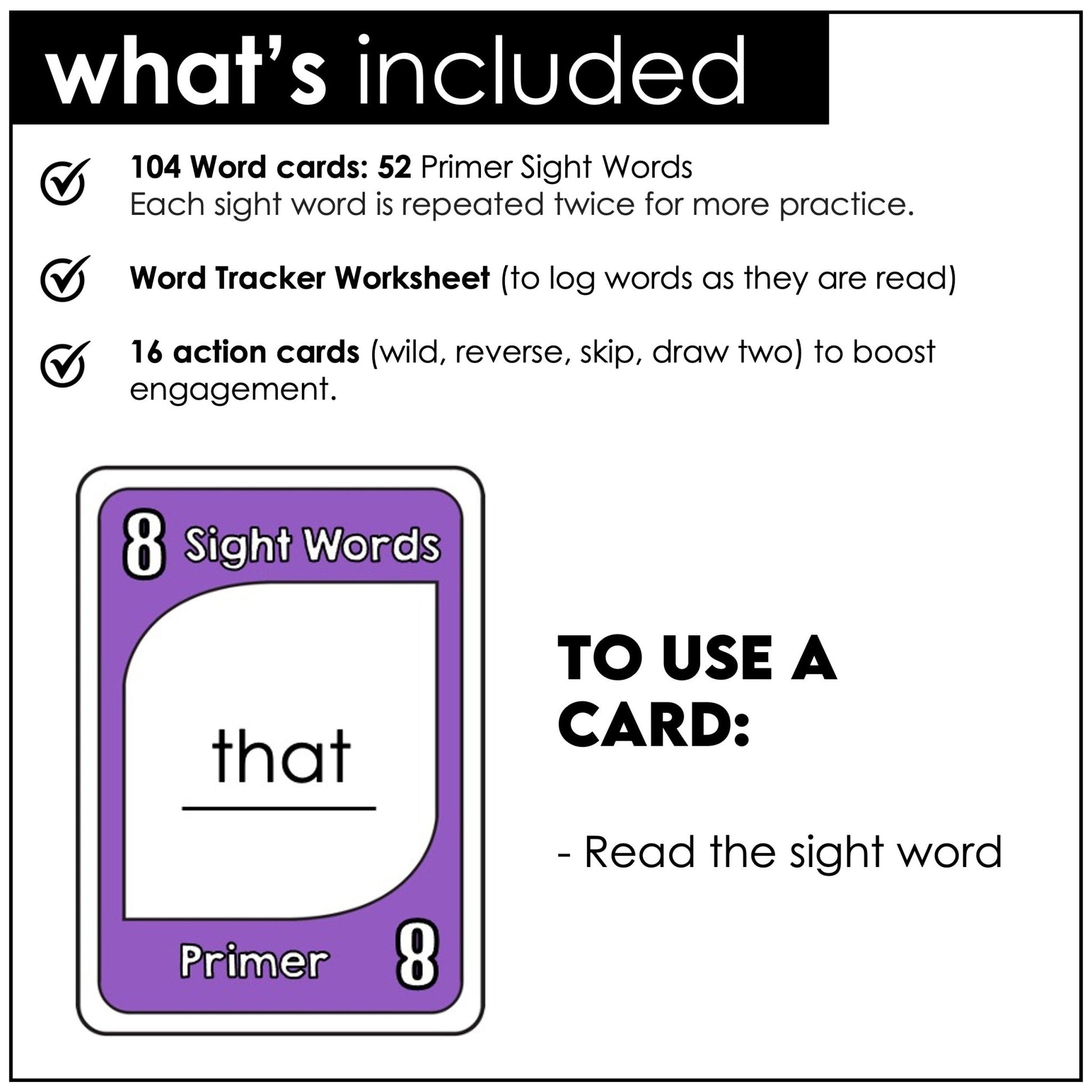 Sight Word Reading Card Game | Primer Dolch List - Plays like UNO - Hot Chocolate Teachables